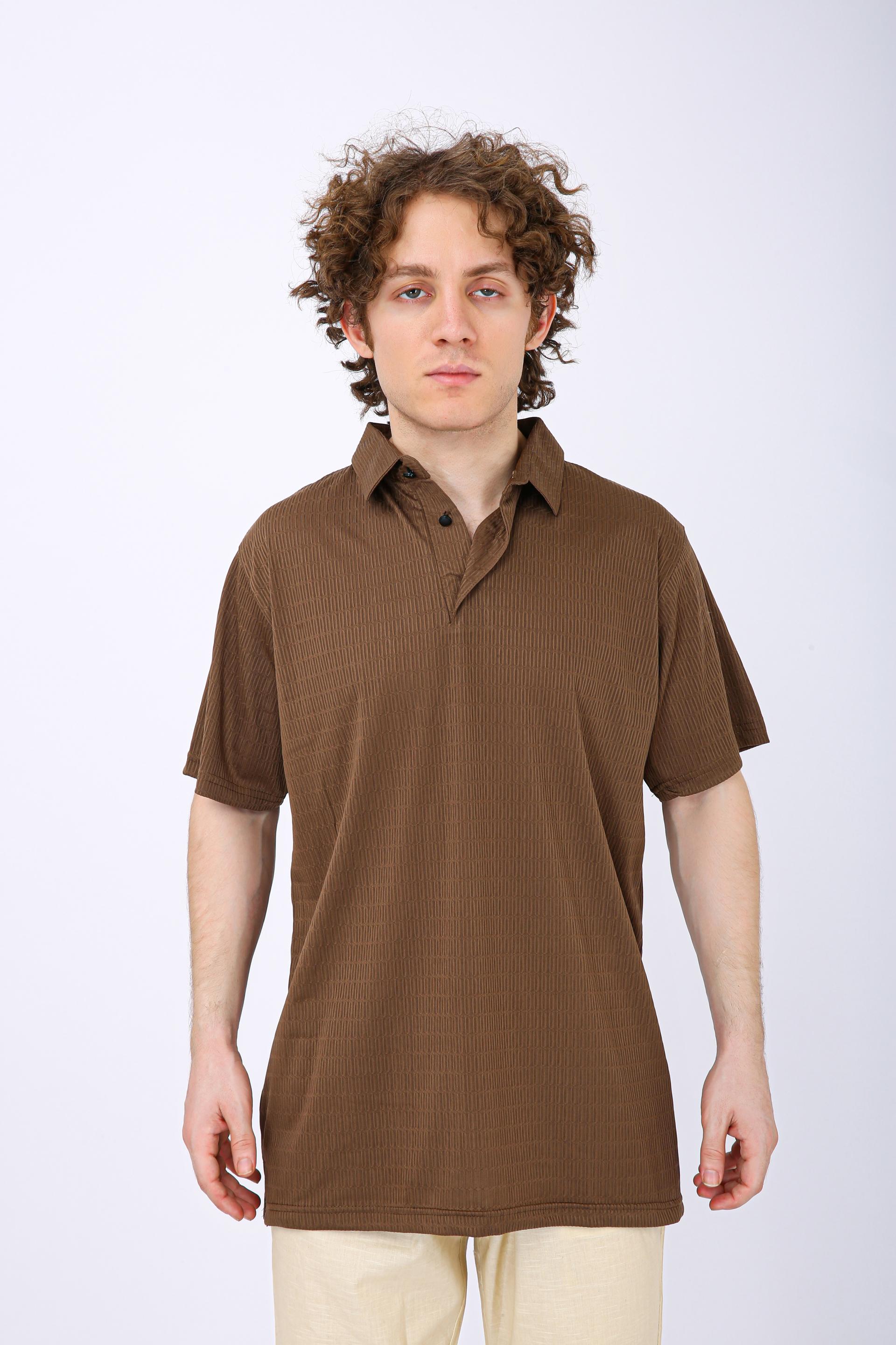 Men's Premium Textured Polo T-Shirt - Chiku