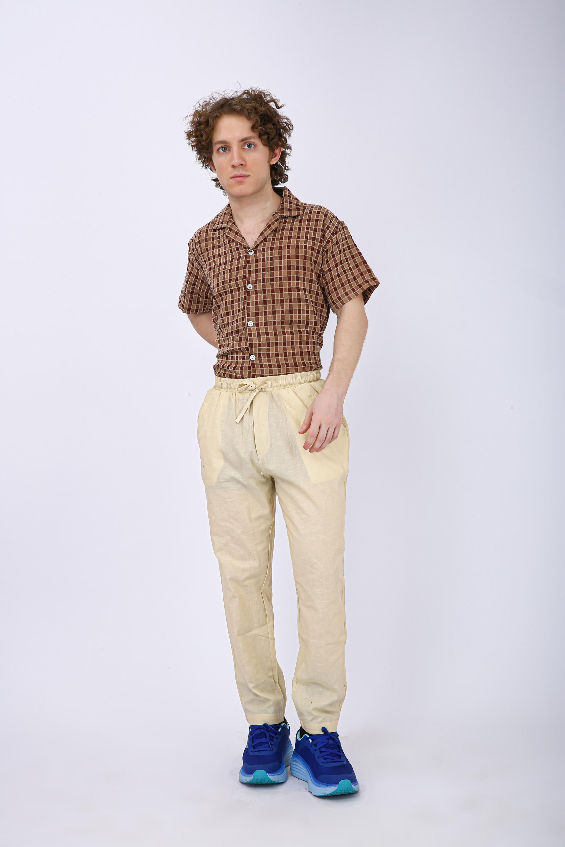 Men's Premium Checked Resort Shirt - Brown