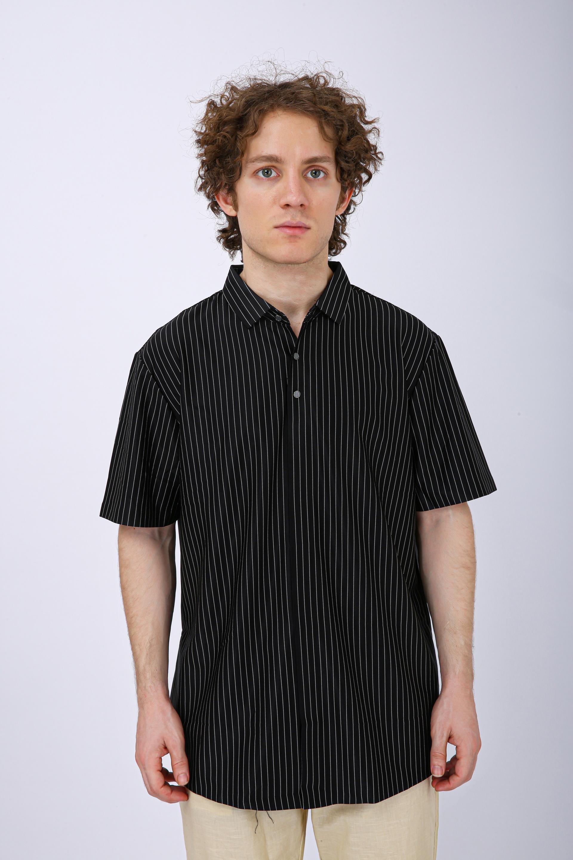 Premium Pinstripe Polo T-Shirt - Black