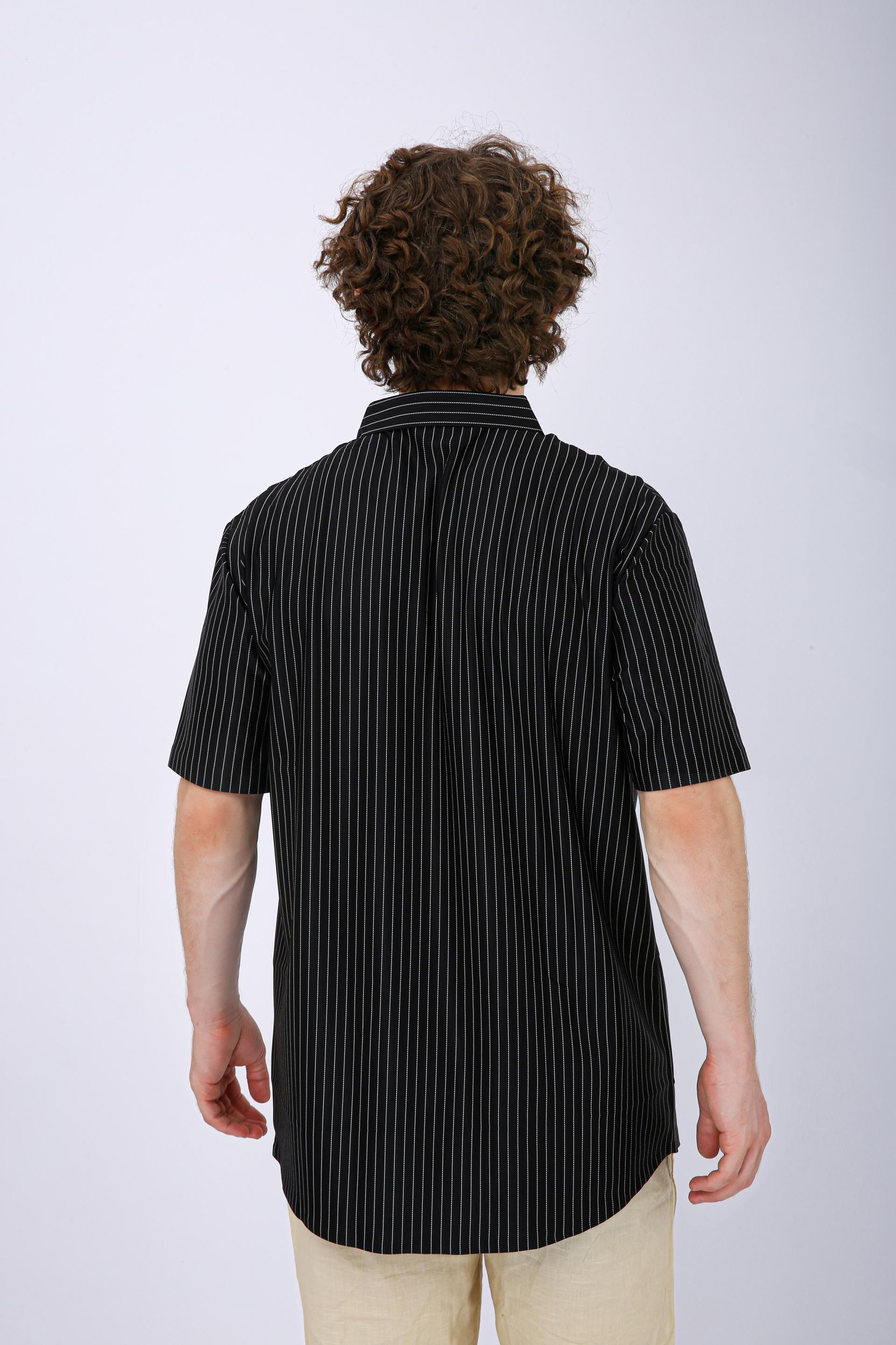 Premium Pinstripe Polo T-Shirt - Black