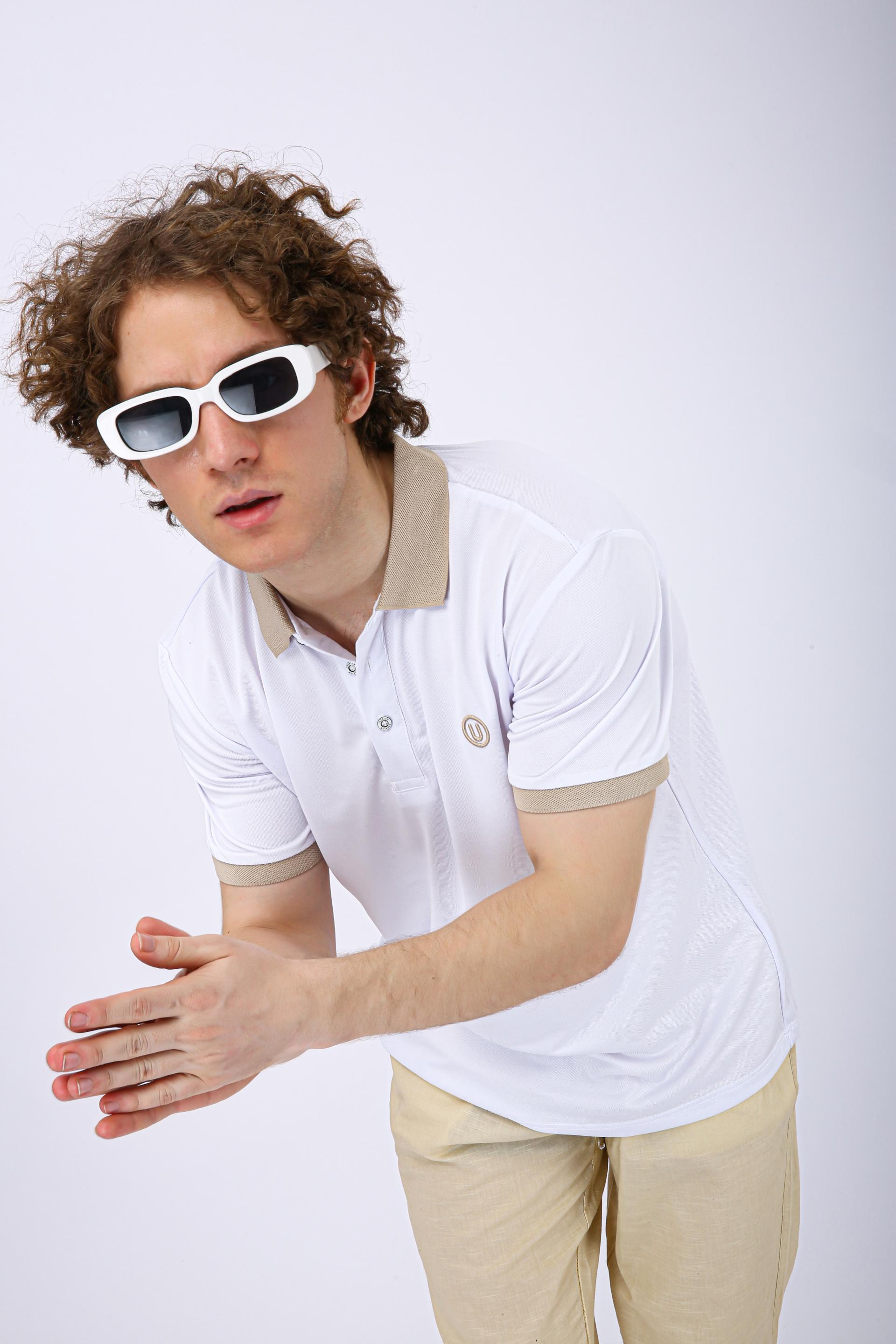 Men's Premium Contrast Collar Polo T-Shirt - White