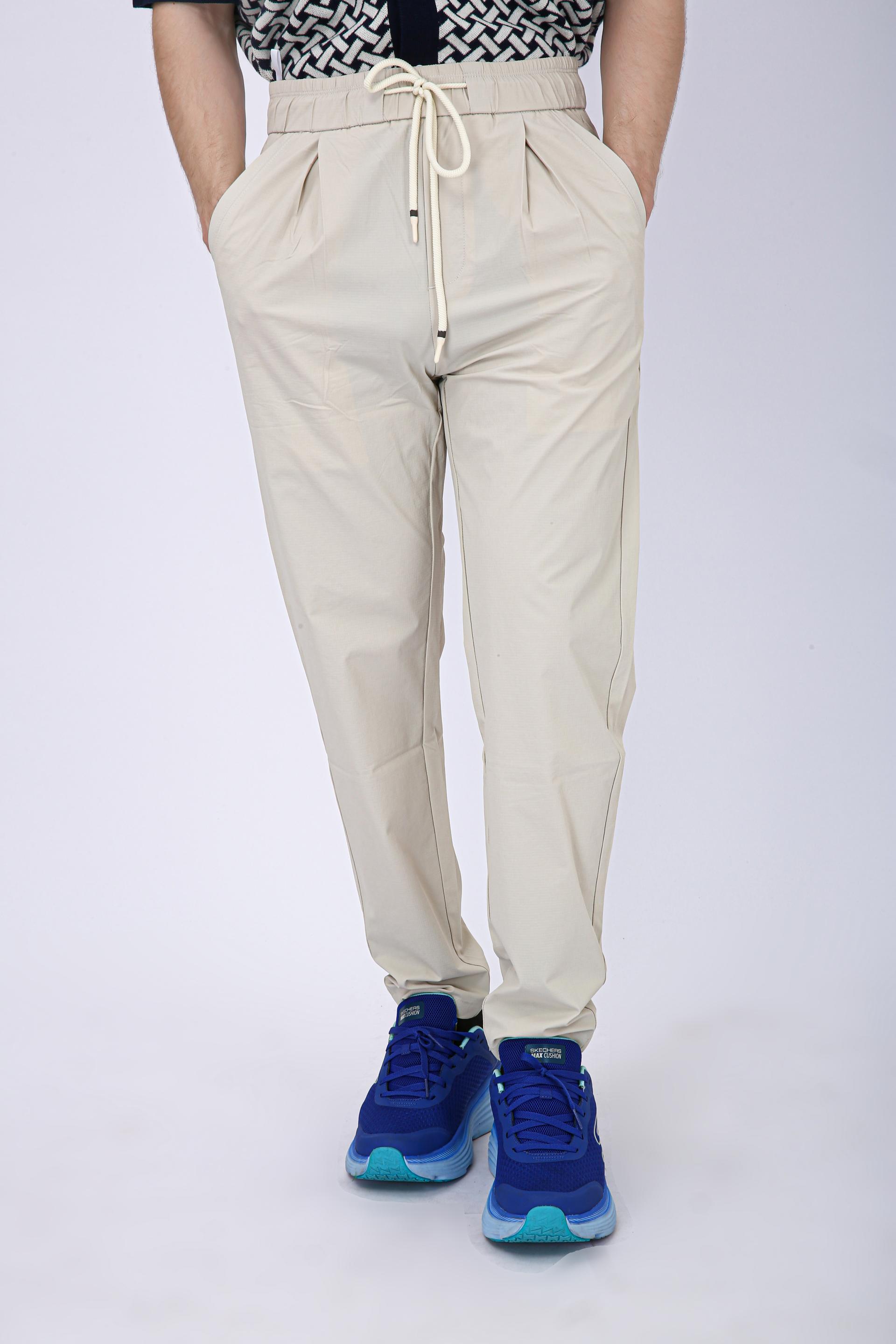 Men's Premium Drawstring Casual Trousers - Off White