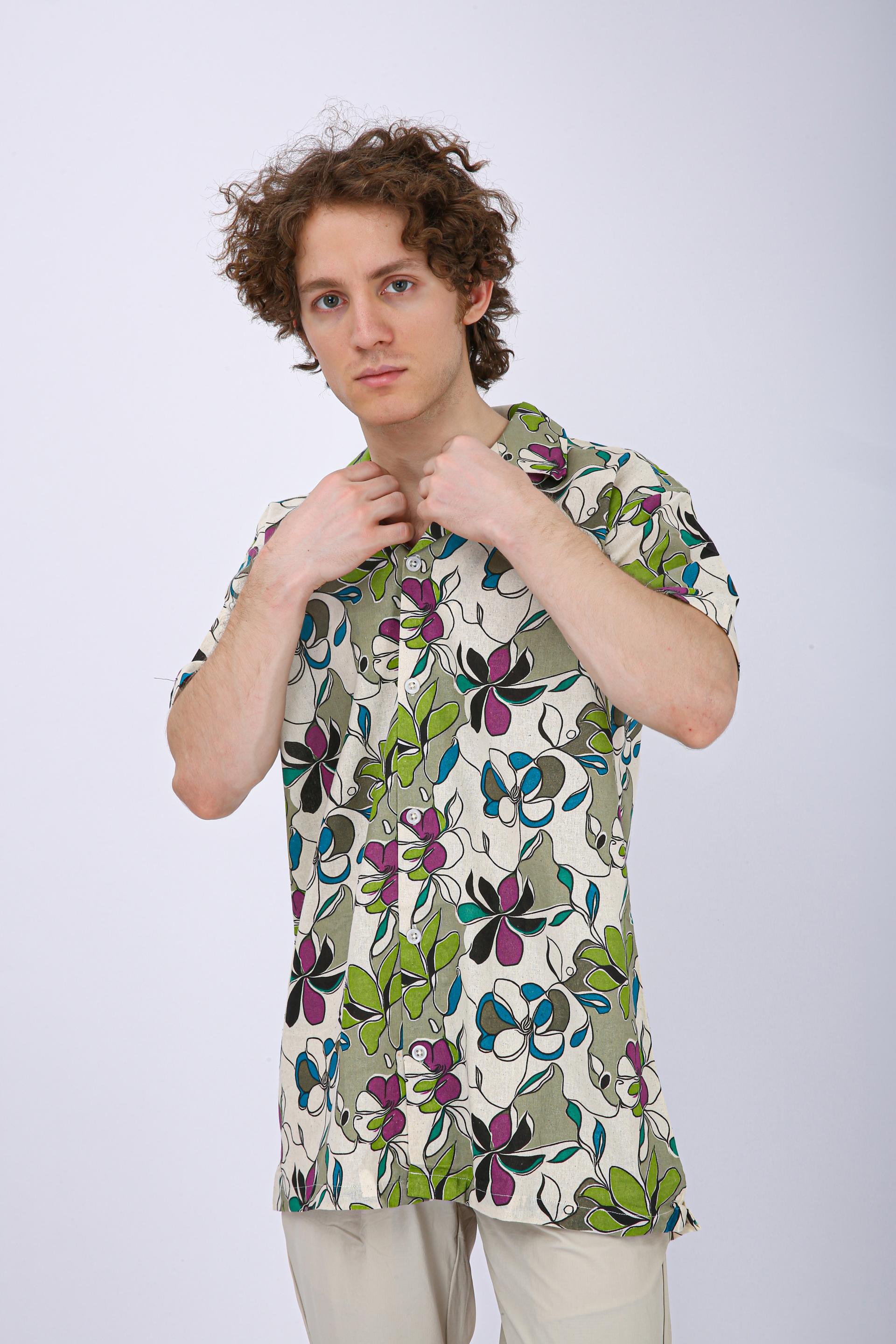 Premium Cuban Collar Patch Pocket Shirt - Purple