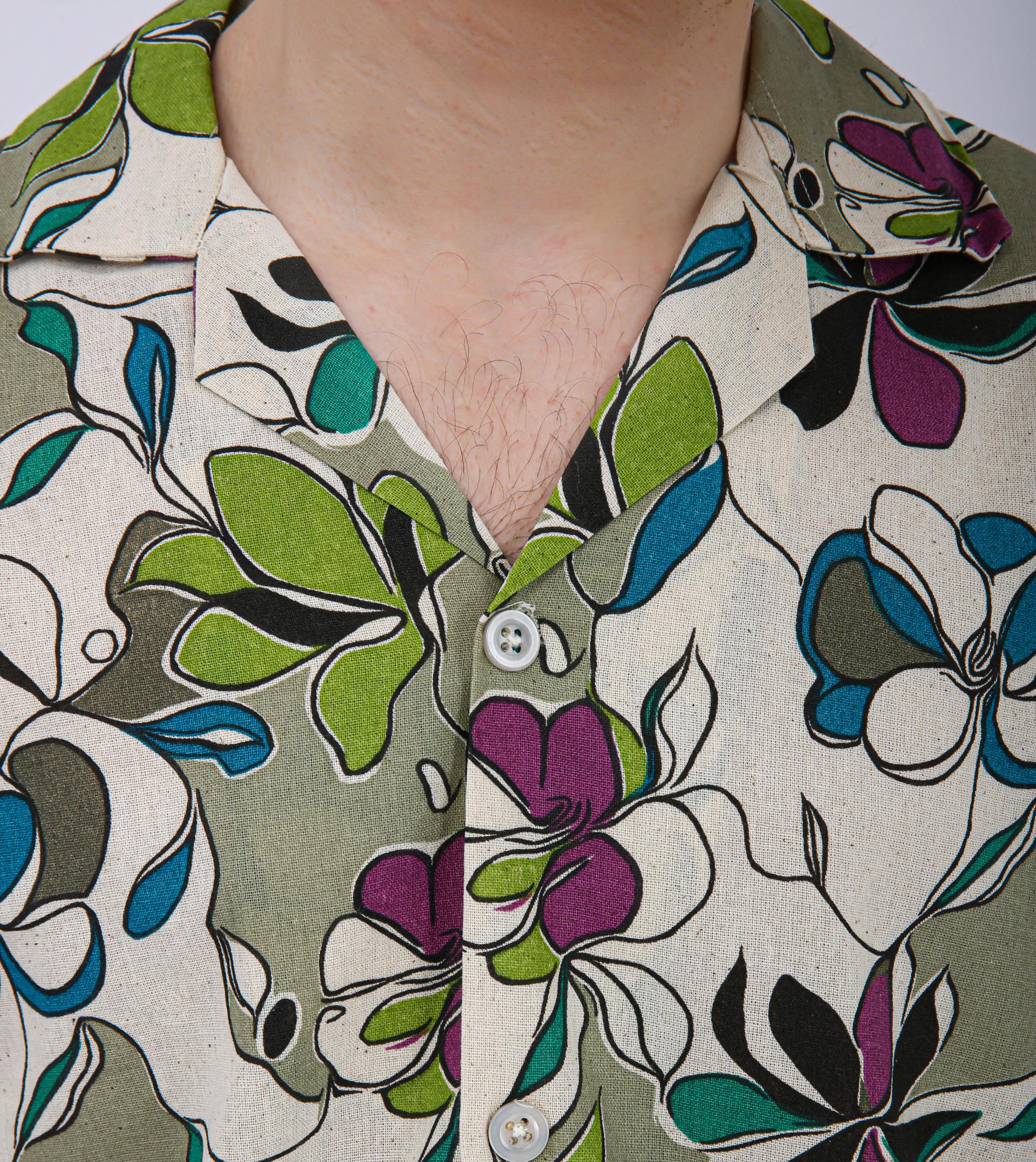 Premium Cuban Collar Patch Pocket Shirt - Purple
