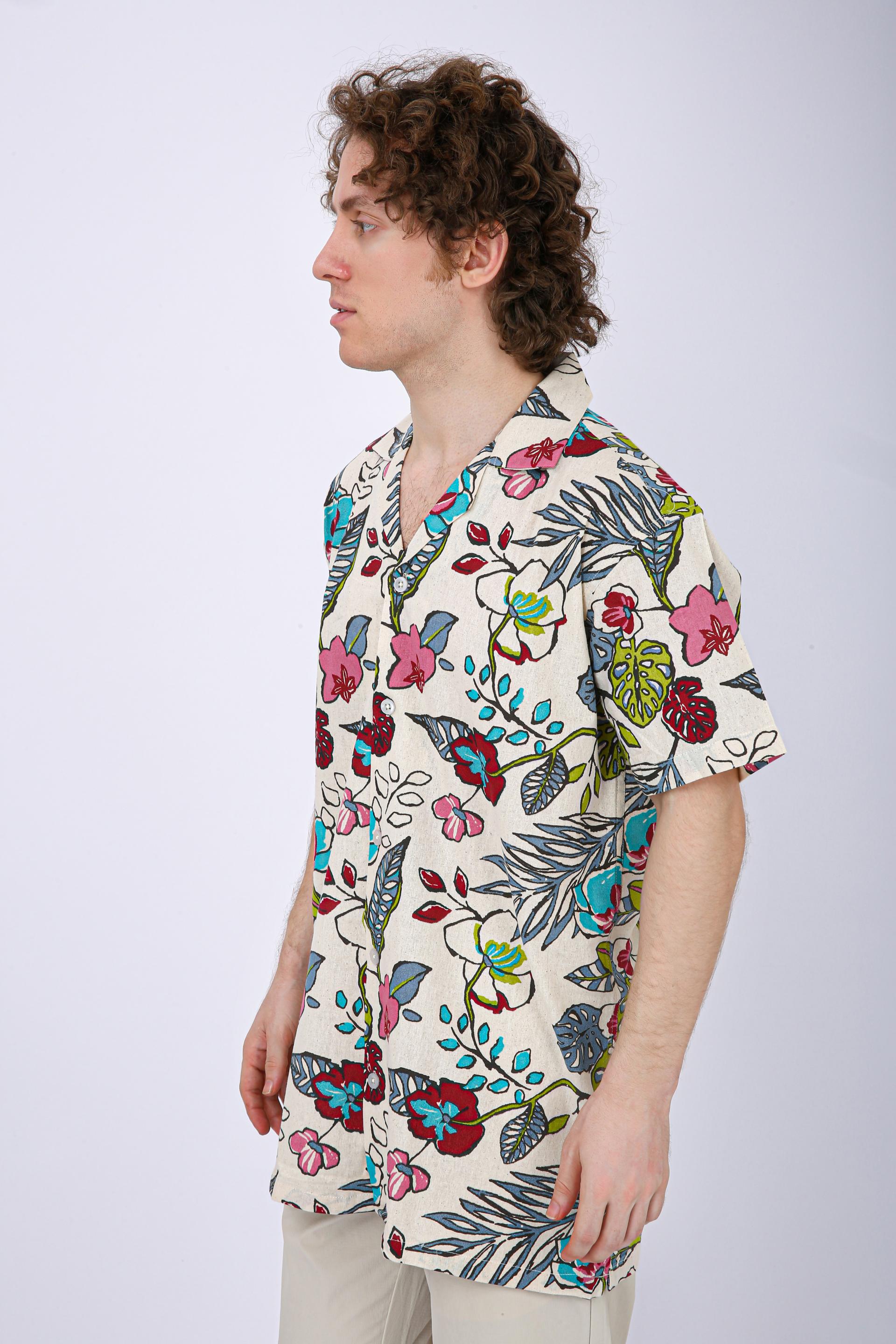 Premium Cuban Collar Patch Pocket Shirt - Pink