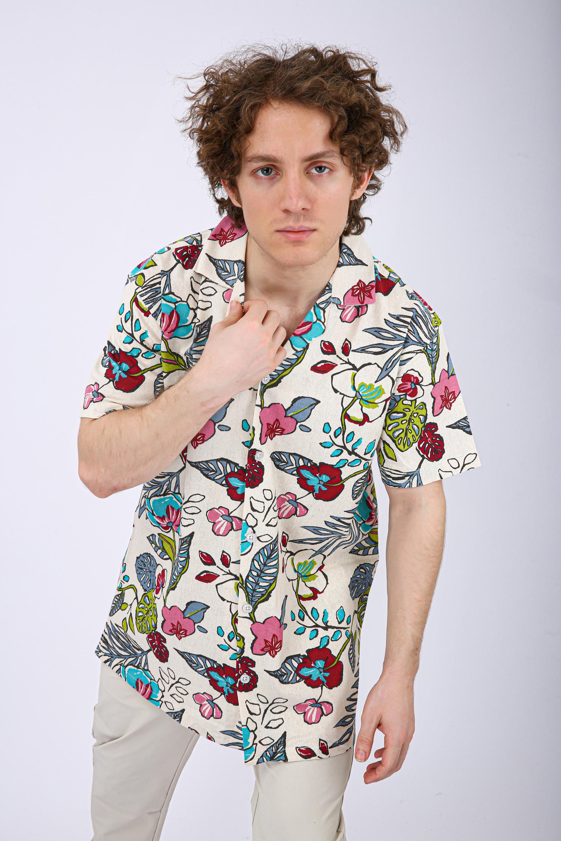 Premium Cuban Collar Patch Pocket Shirt - Pink