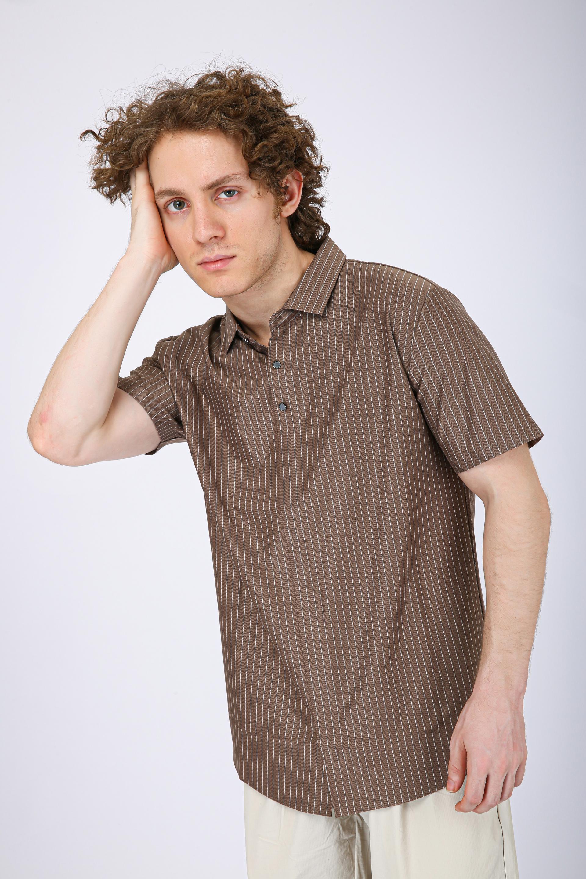 Premium Pinstripe Polo T-Shirt - Chiku