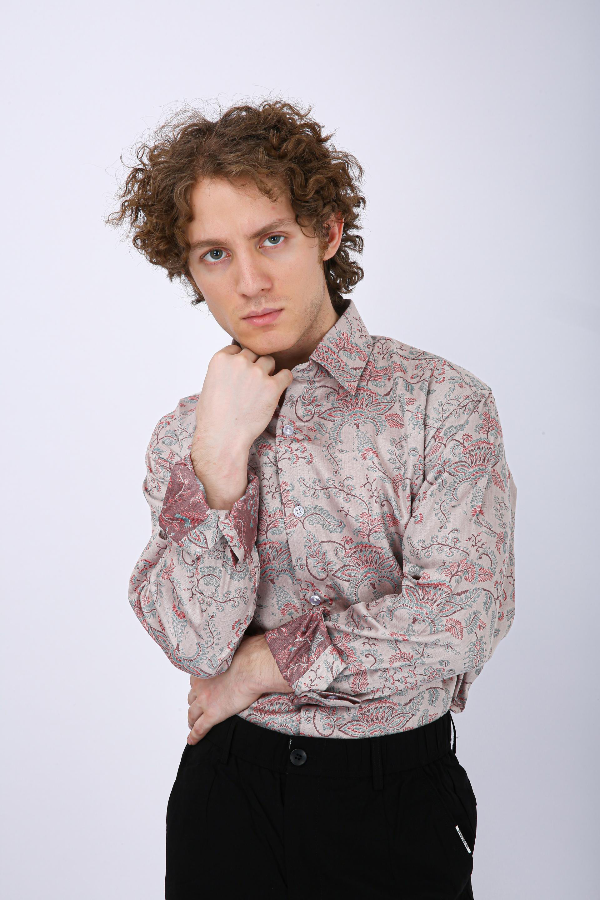 Premium Geometric Printed Casual Shirt - Beige