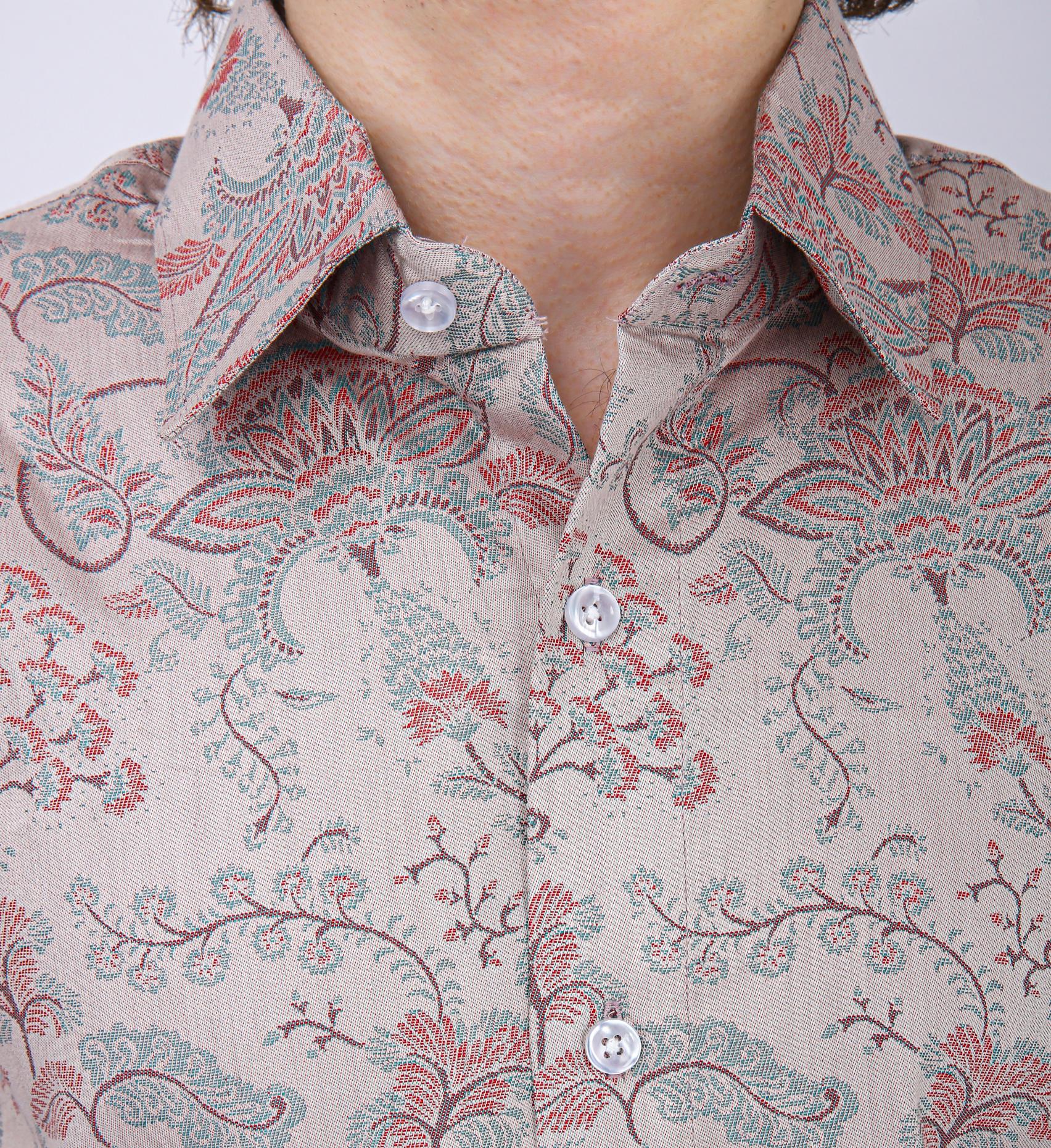 Premium Geometric Printed Casual Shirt - Beige