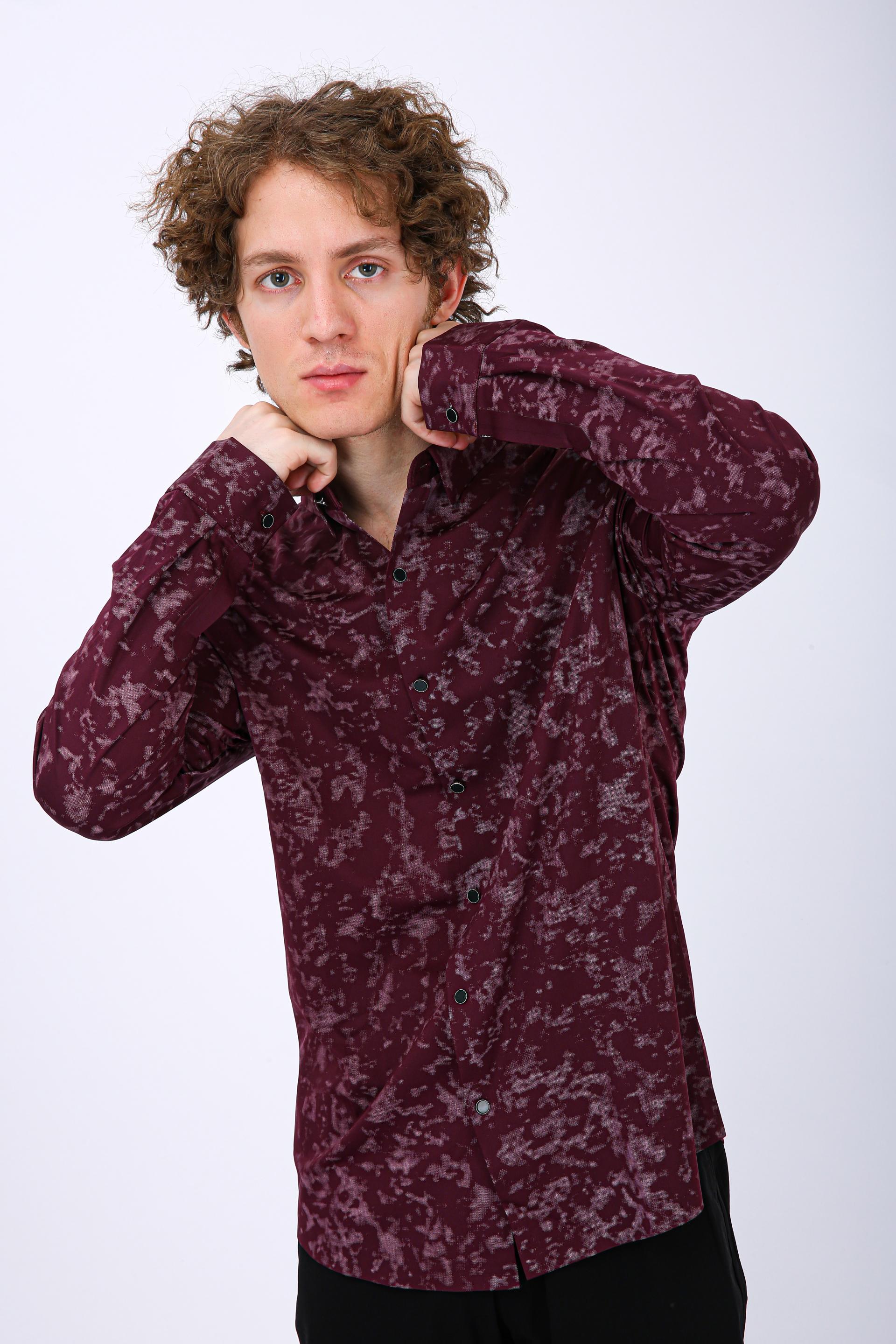 Premium Printed Casual Shirt - Wine