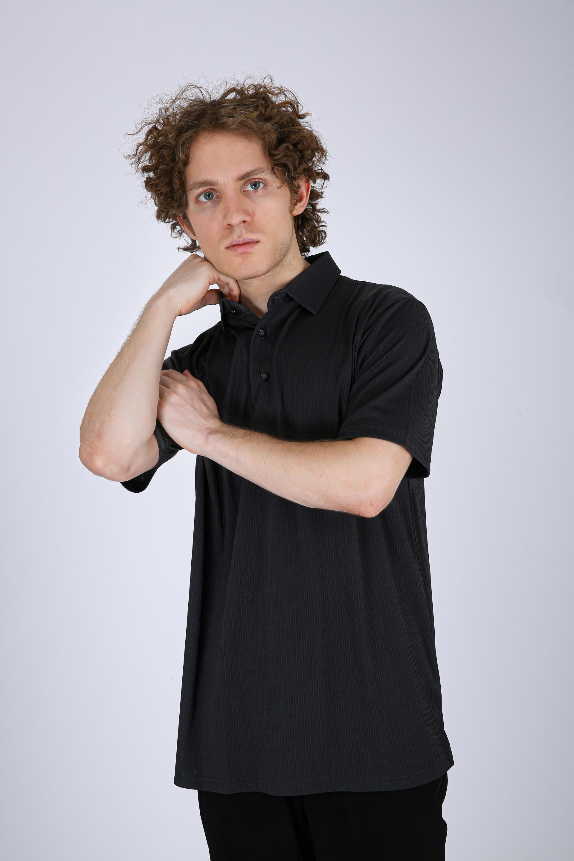 Men's Premium Textured Polo T-Shirt - Light Grey