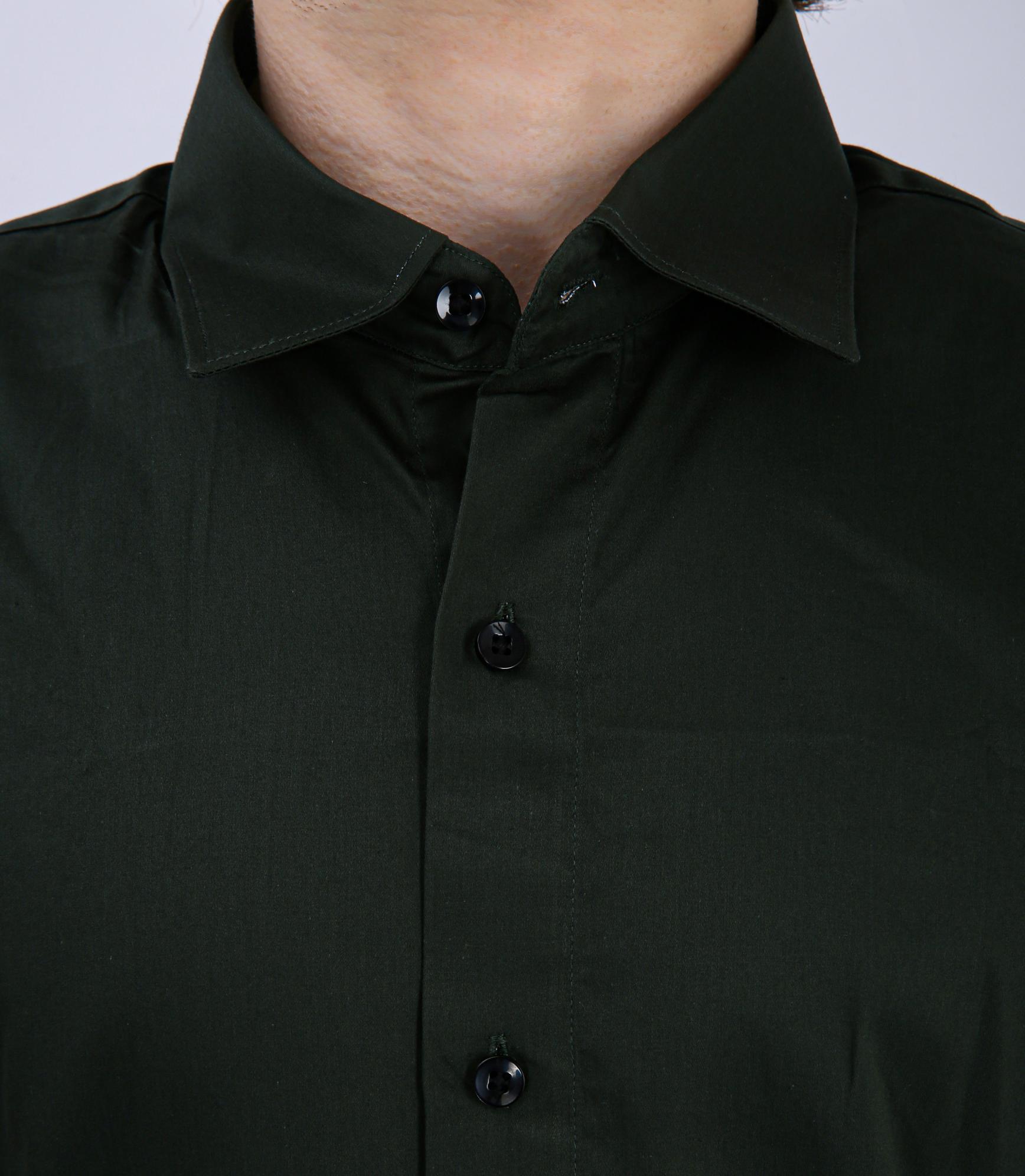 Men's Premium Solid Formal Shirt - Bottle Green