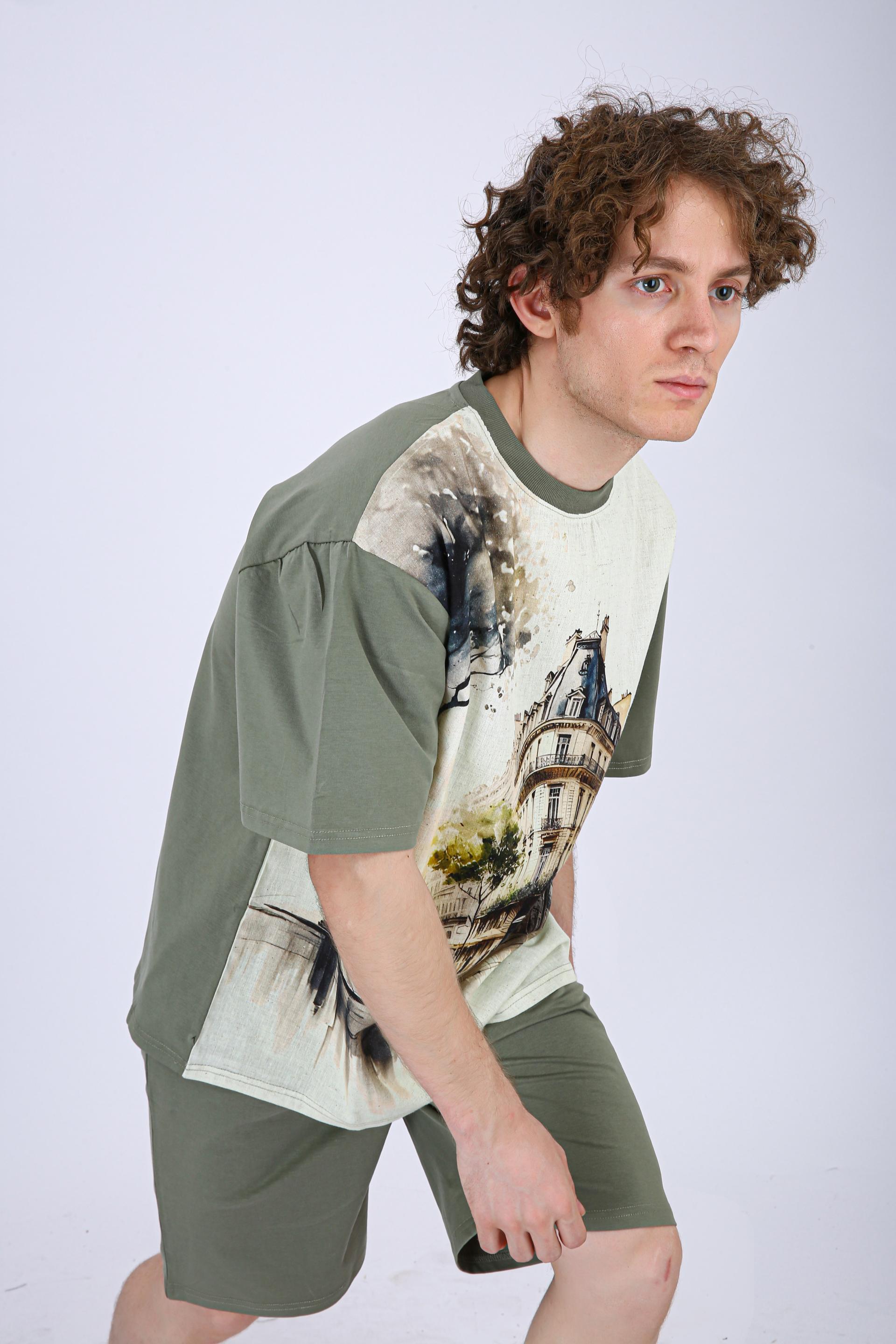 Premium Printed Co-Ord Set - Olive Green