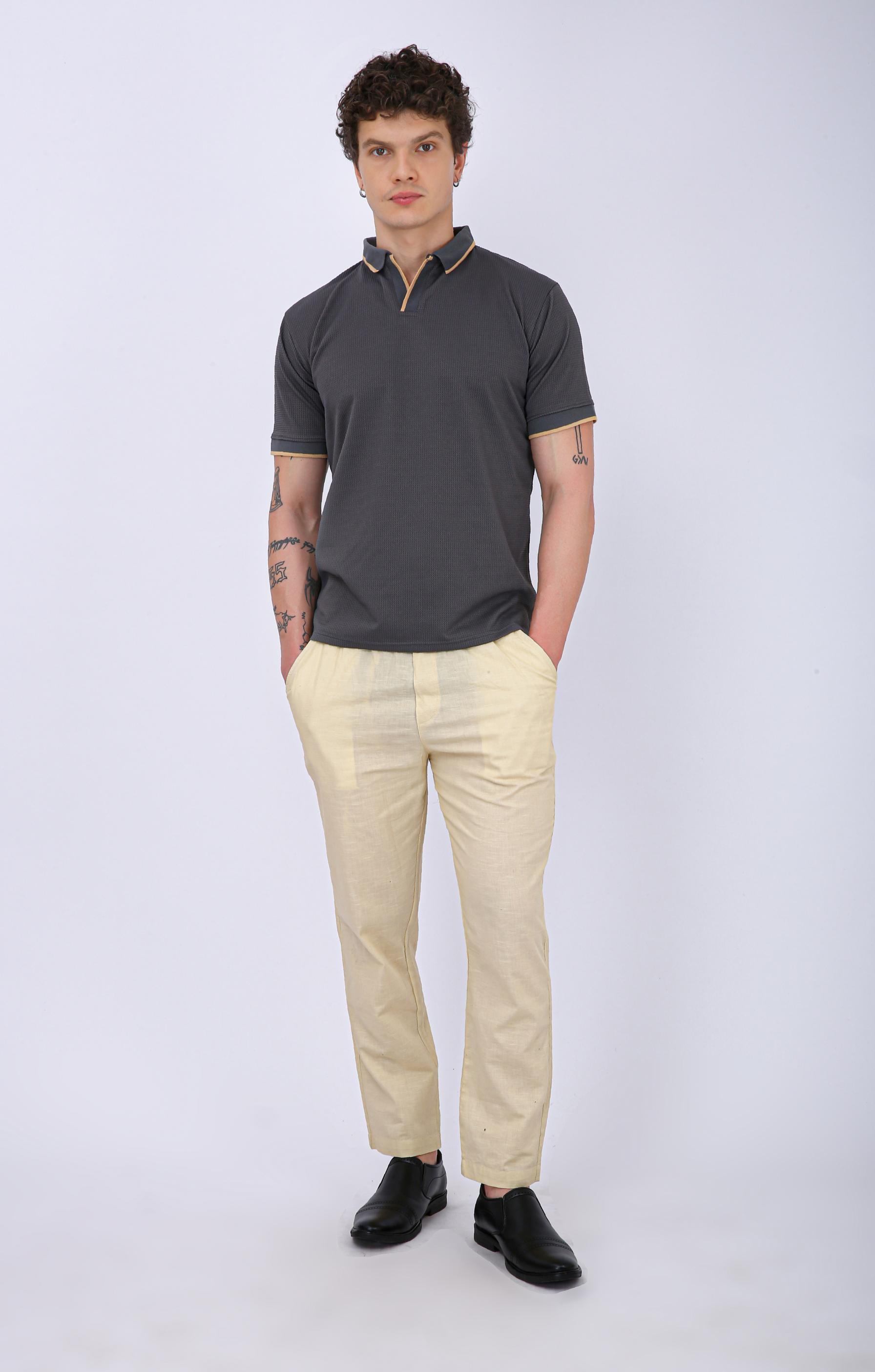Men's Premium Tipped Polo T-Shirt - Gray