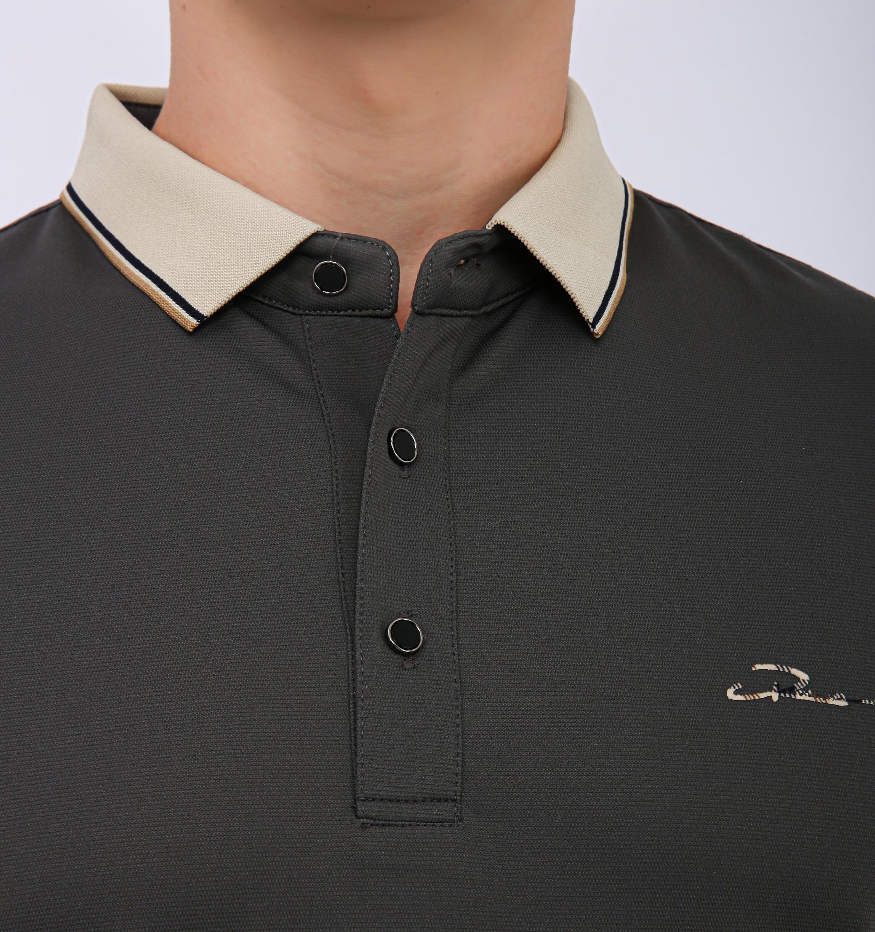 Men's Premium Contrast Tipped Polo T-Shirt - Grey