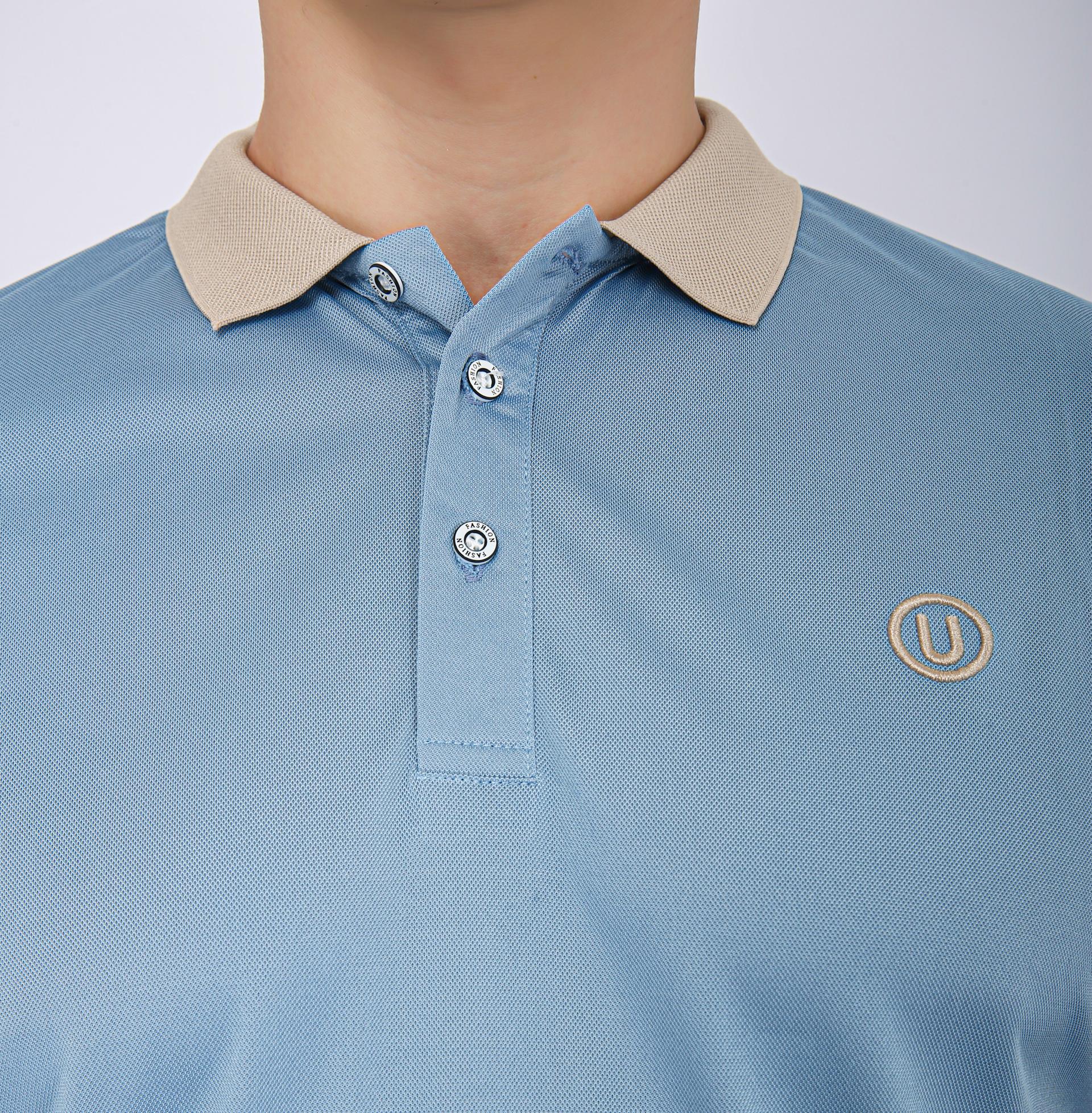 Men's Premium Contrast Collar Polo T-Shirt - Sky Blue