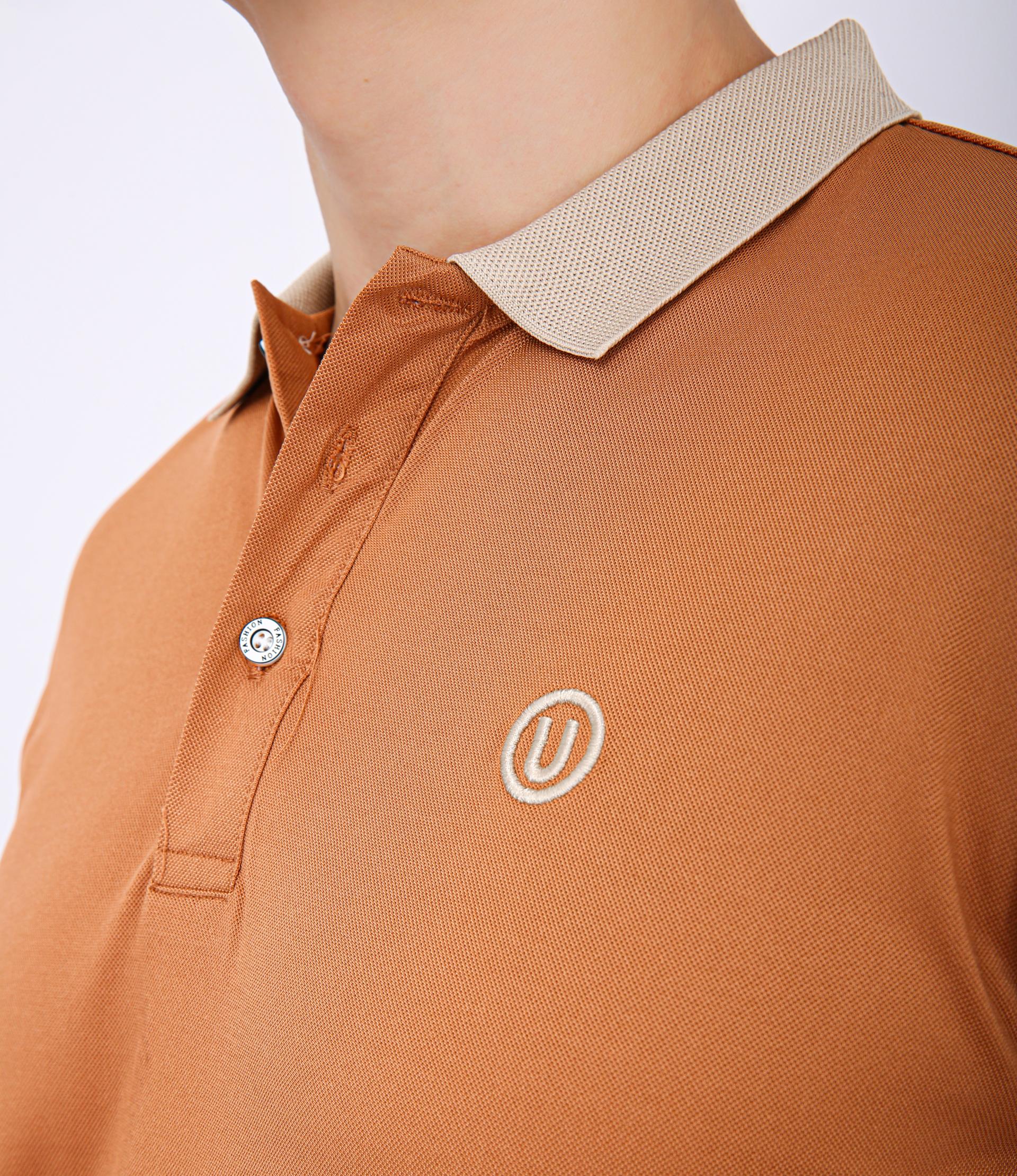 Men's Premium Contrast Collar Polo T-Shirt - Orange