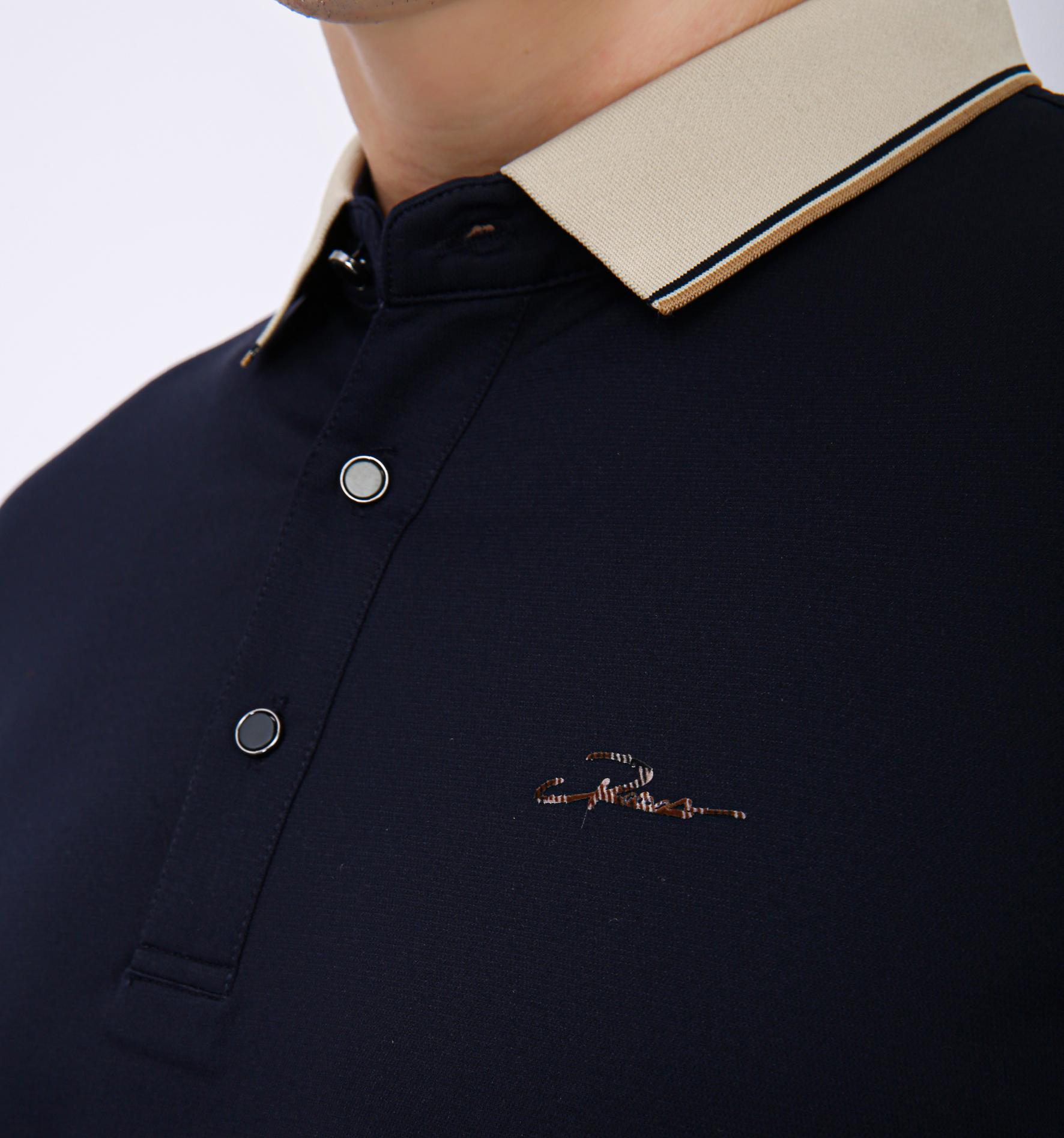 Men's Premium Contrast Tipped Polo T-Shirt - Navy