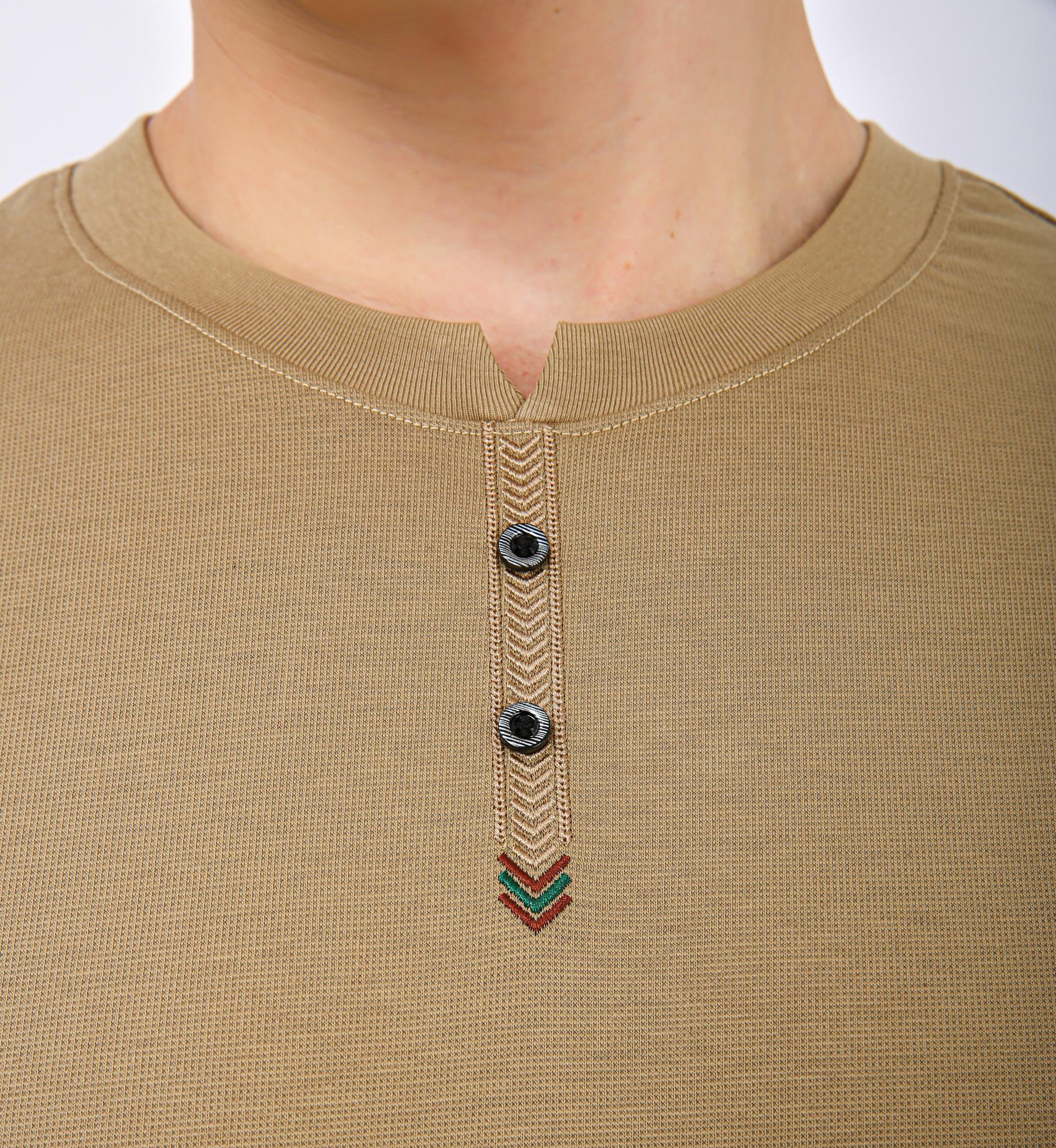 Men's Premium Henley Crew Neck T-Shirt - Chiku