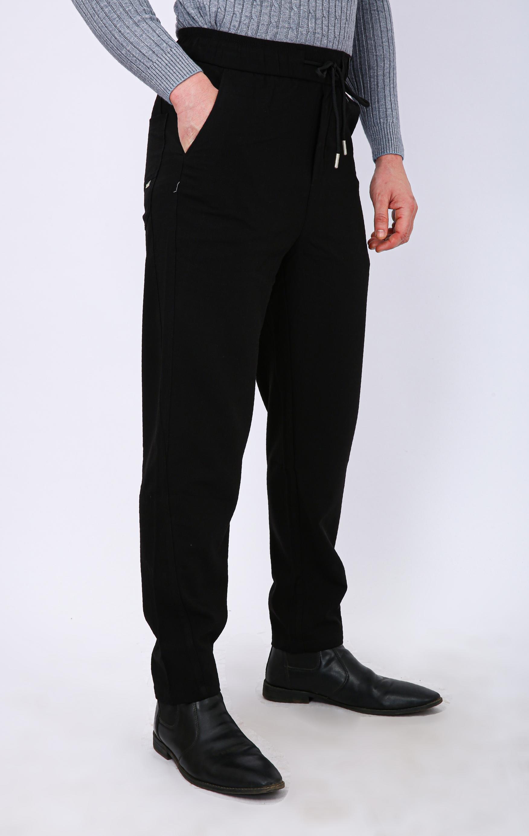 Men's Premium Drawstring Casual Trousers - Black