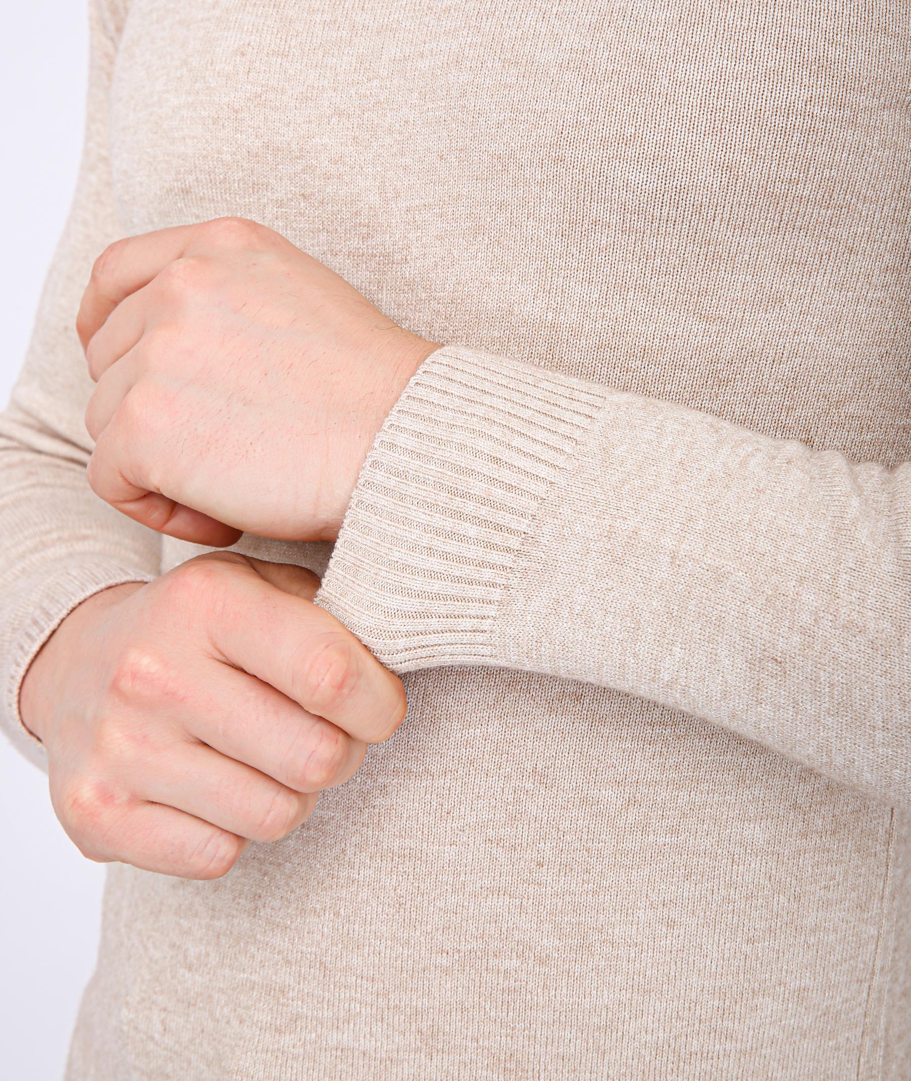 Men's Premium Diamond Knit Turtleneck Sweater - Cream Long