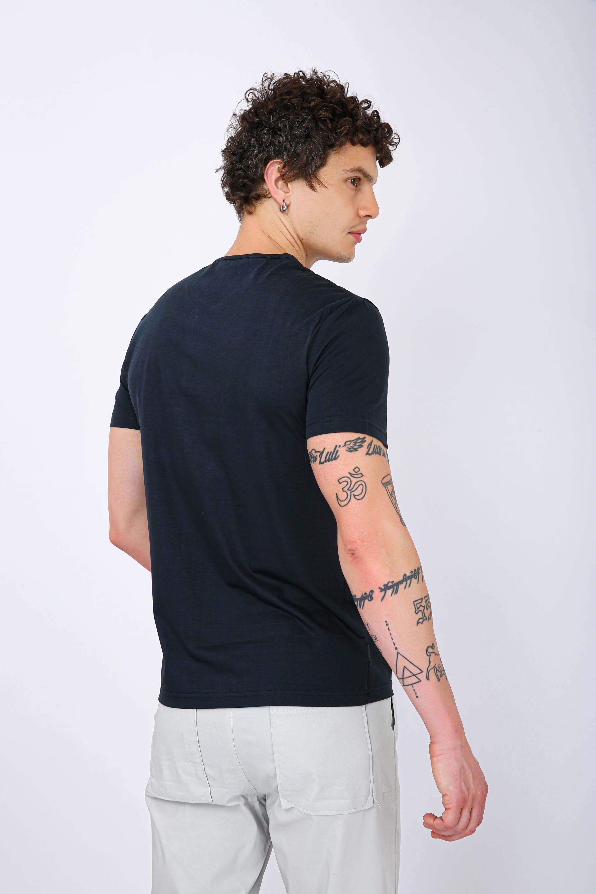 Printed Henley Neck T-Shirt - Morpich Fish Print