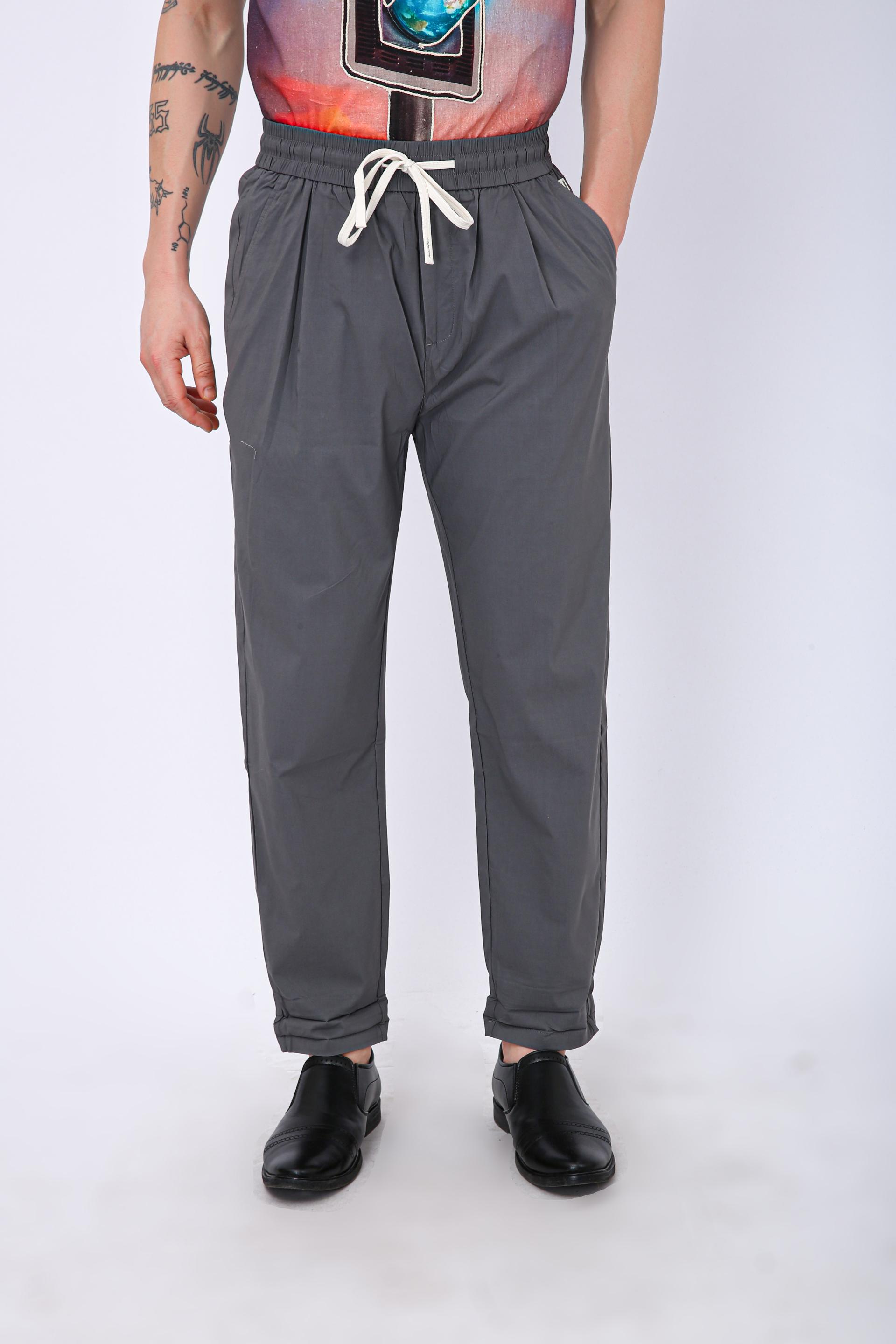 Men's Premium Drawstring Casual Trousers - Steel Grey