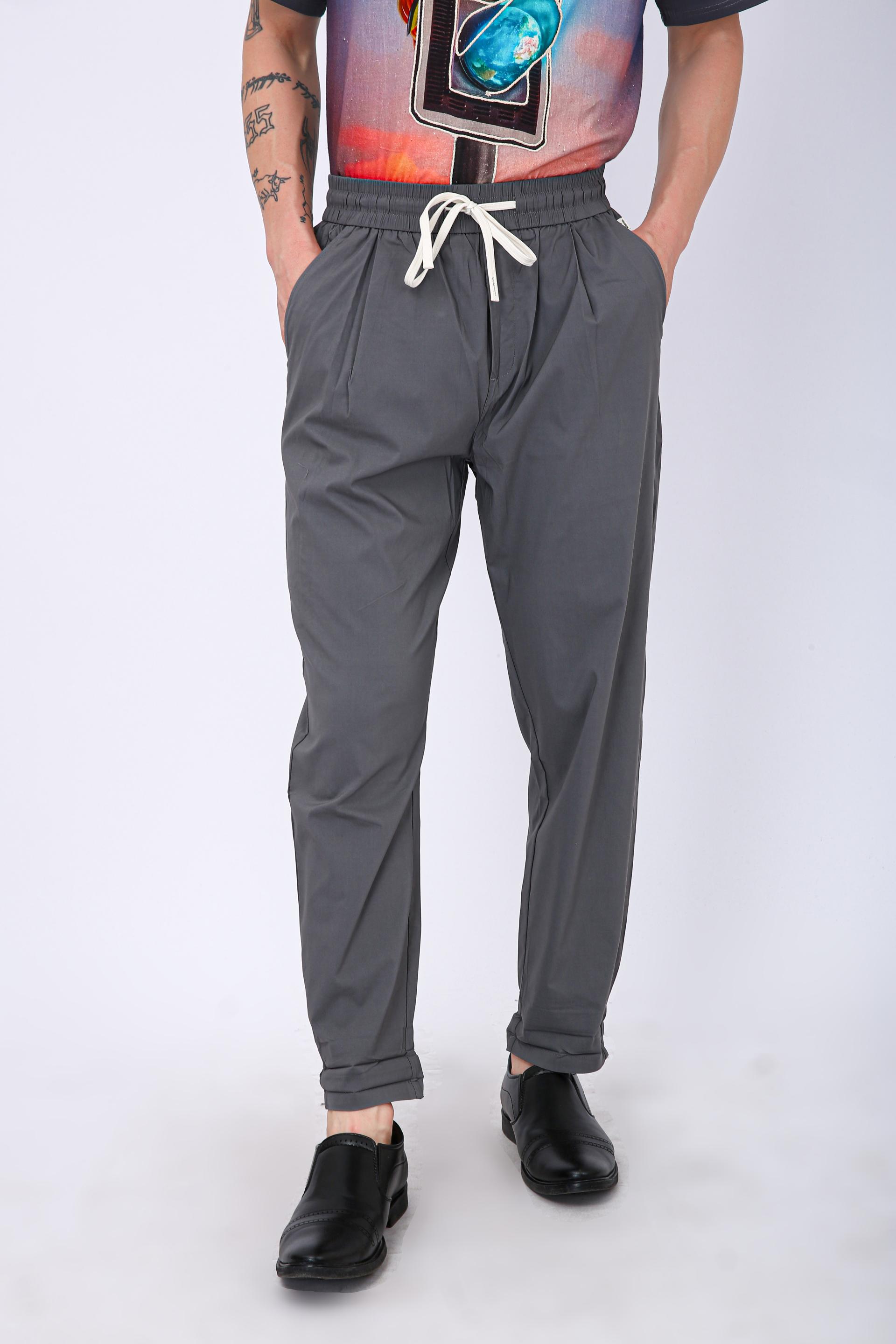 Men's Premium Drawstring Casual Trousers - Steel Grey
