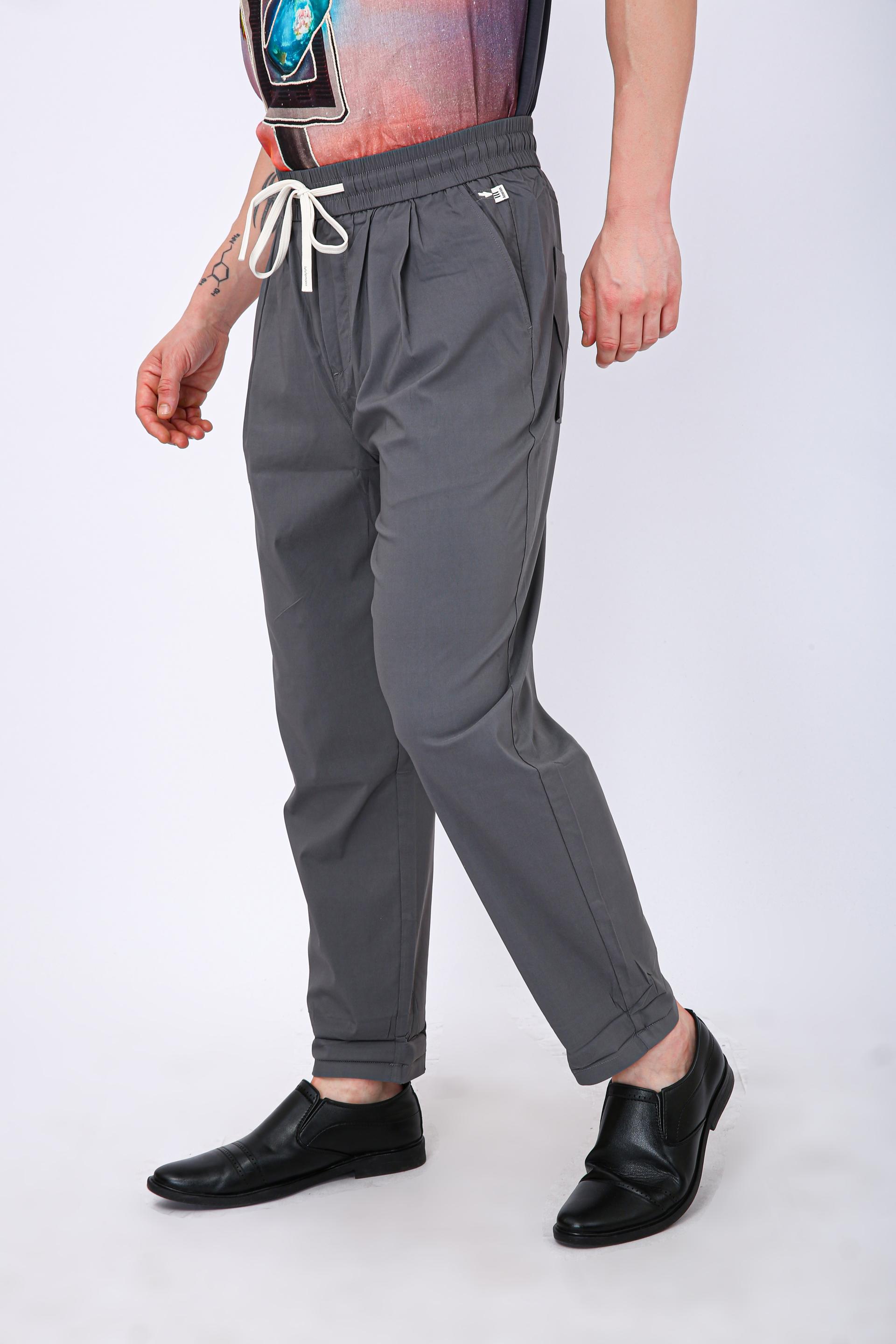 Men's Premium Drawstring Casual Trousers - Steel Grey