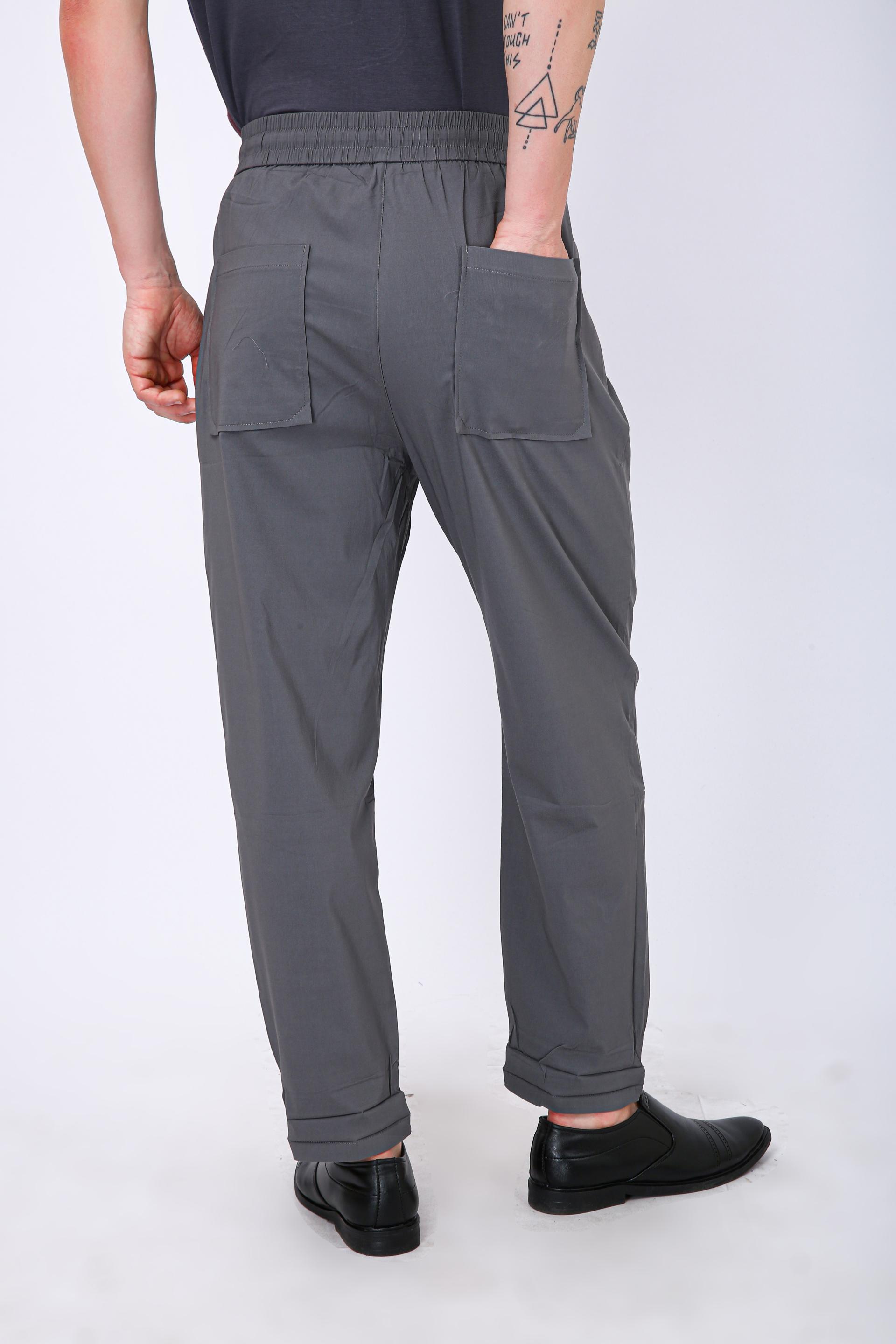 Men's Premium Drawstring Casual Trousers - Steel Grey