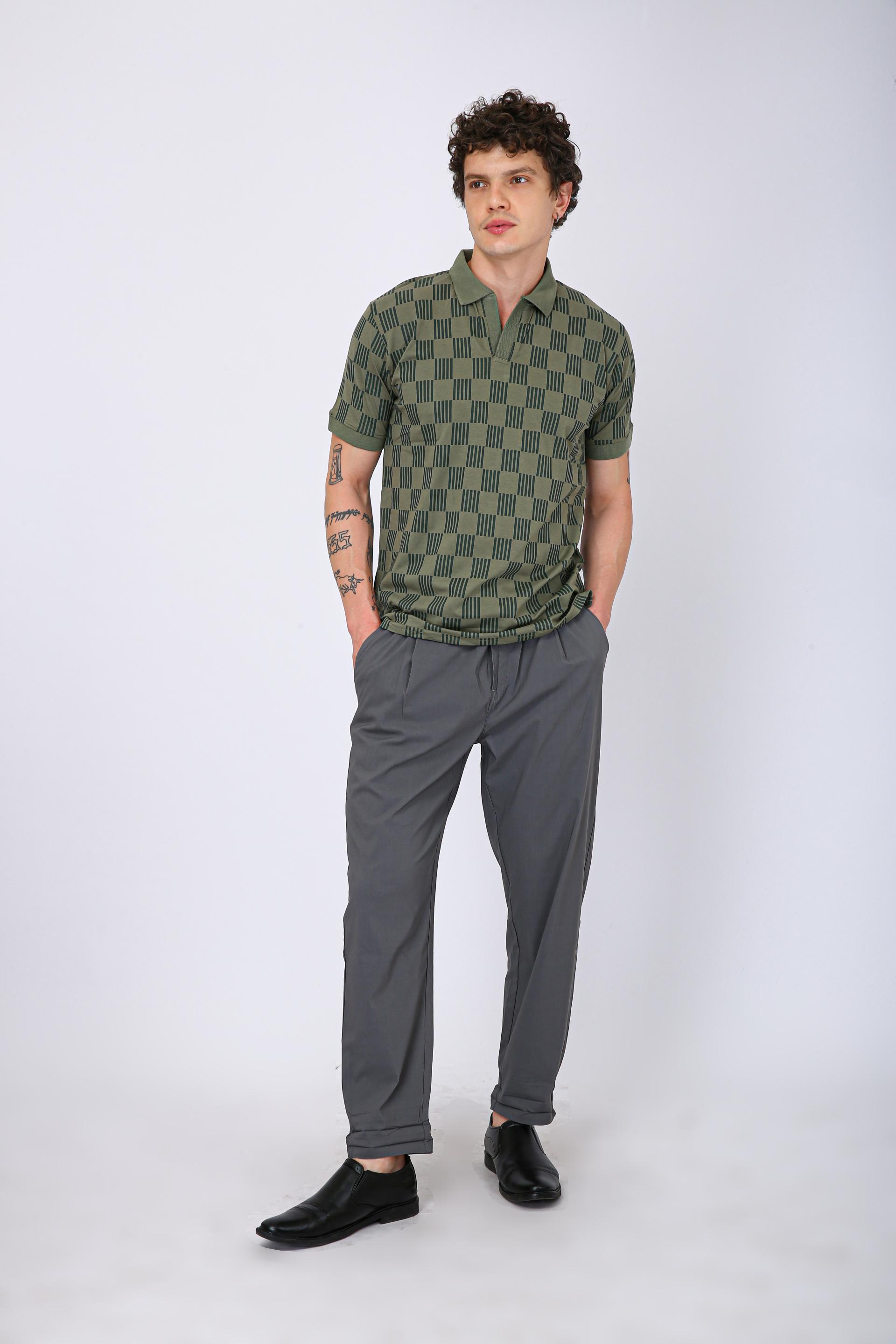 Men's Premium Printed Polo T-Shirt  - Green