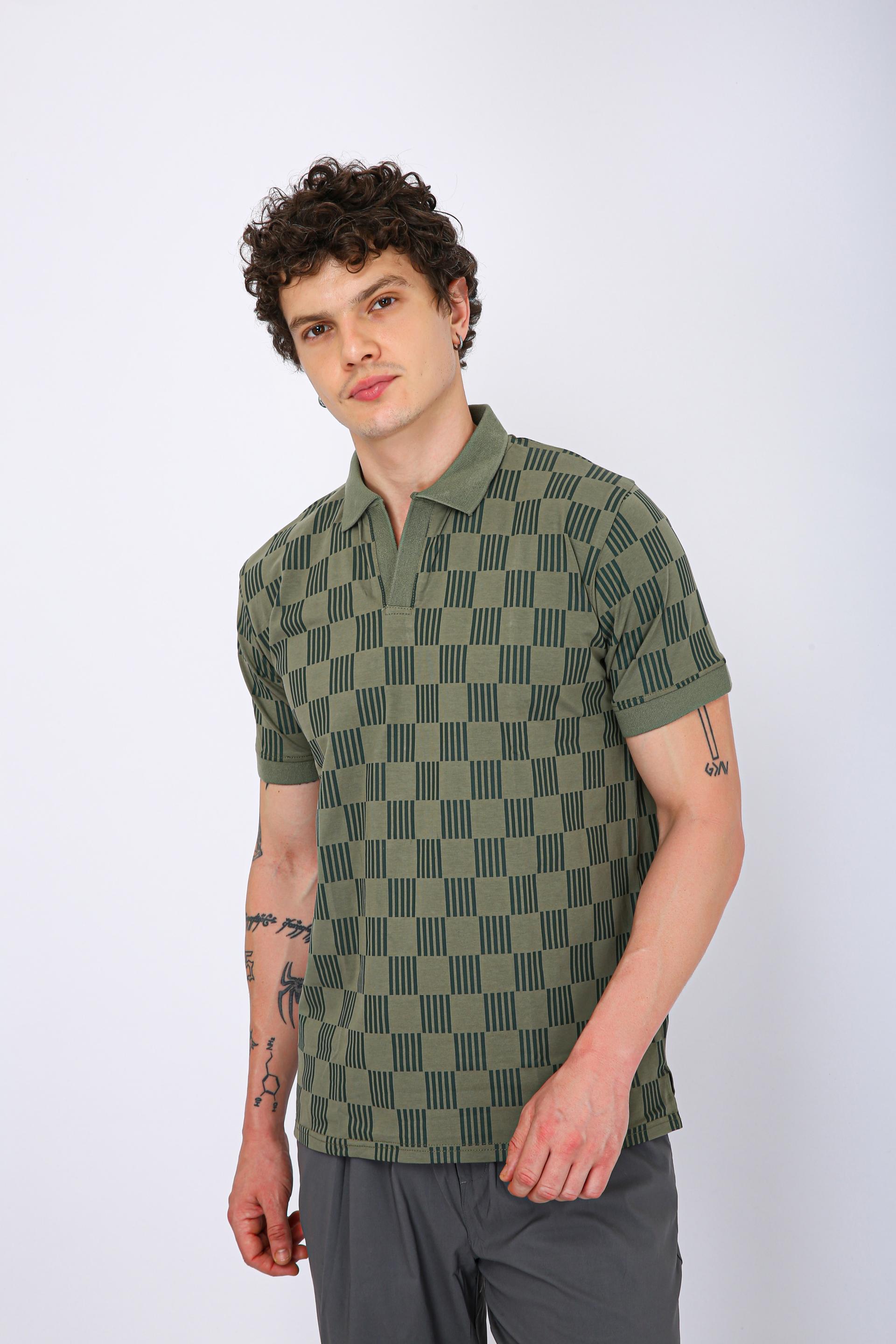Men's Premium Printed Polo T-Shirt  - Green