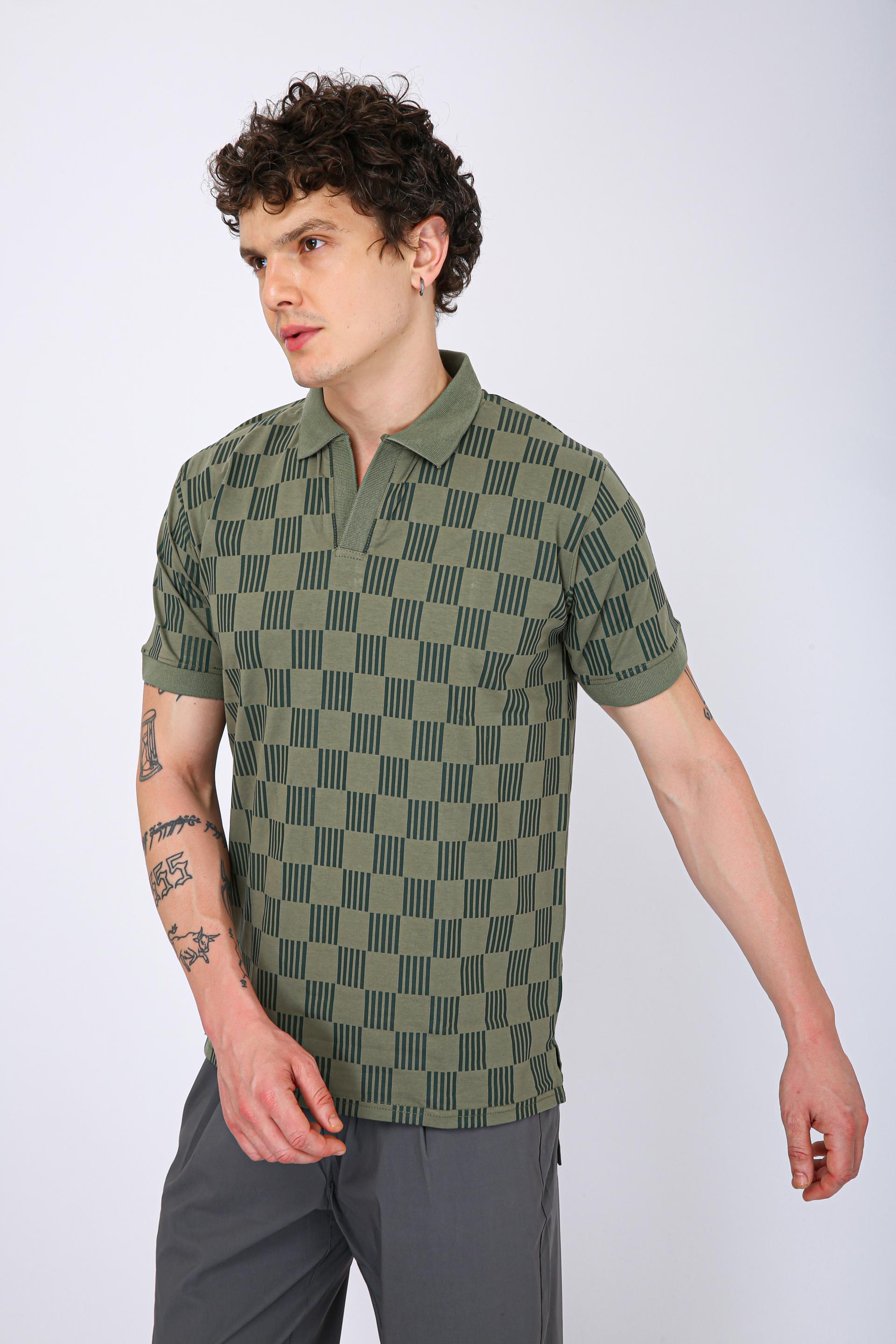 Men's Premium Printed Polo T-Shirt  - Green