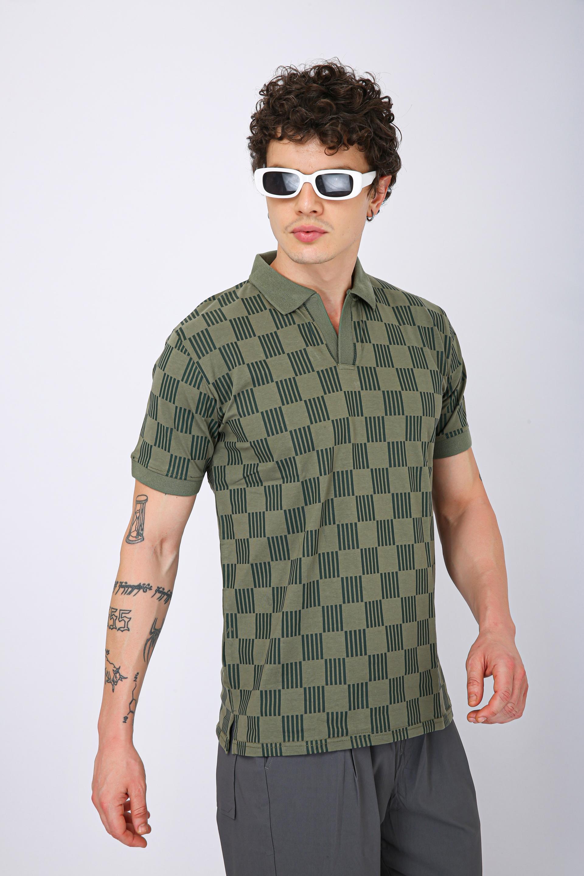 Men's Premium Printed Polo T-Shirt  - Green
