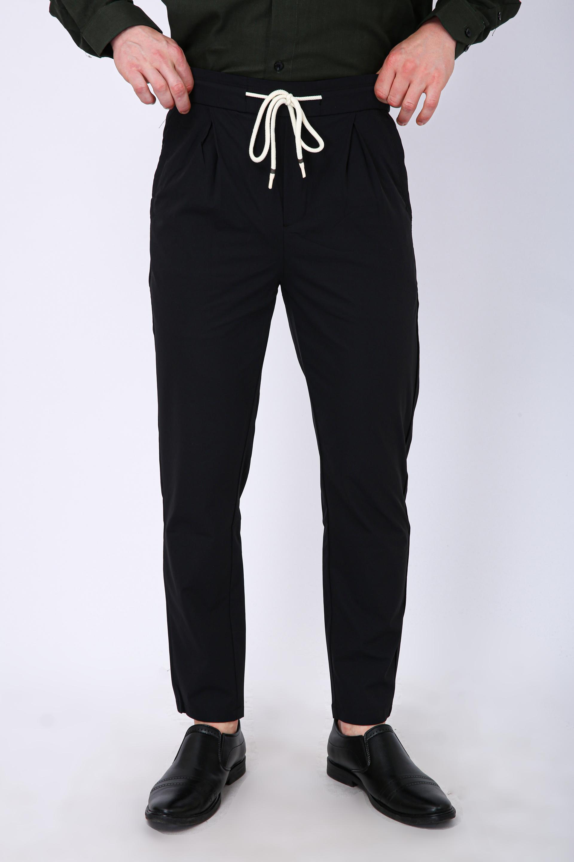 Men's Premium Drawstring Casual Trousers - Dark Grey