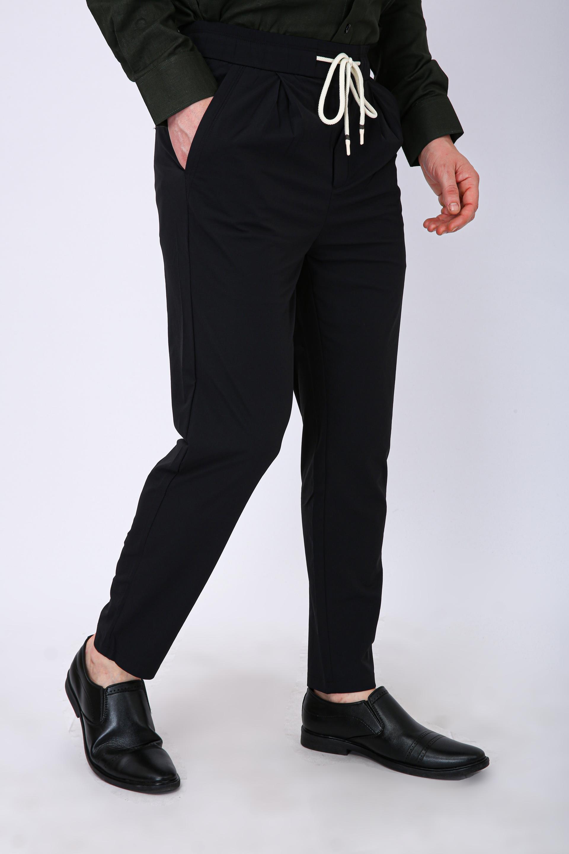 Men's Premium Drawstring Casual Trousers - Dark Grey