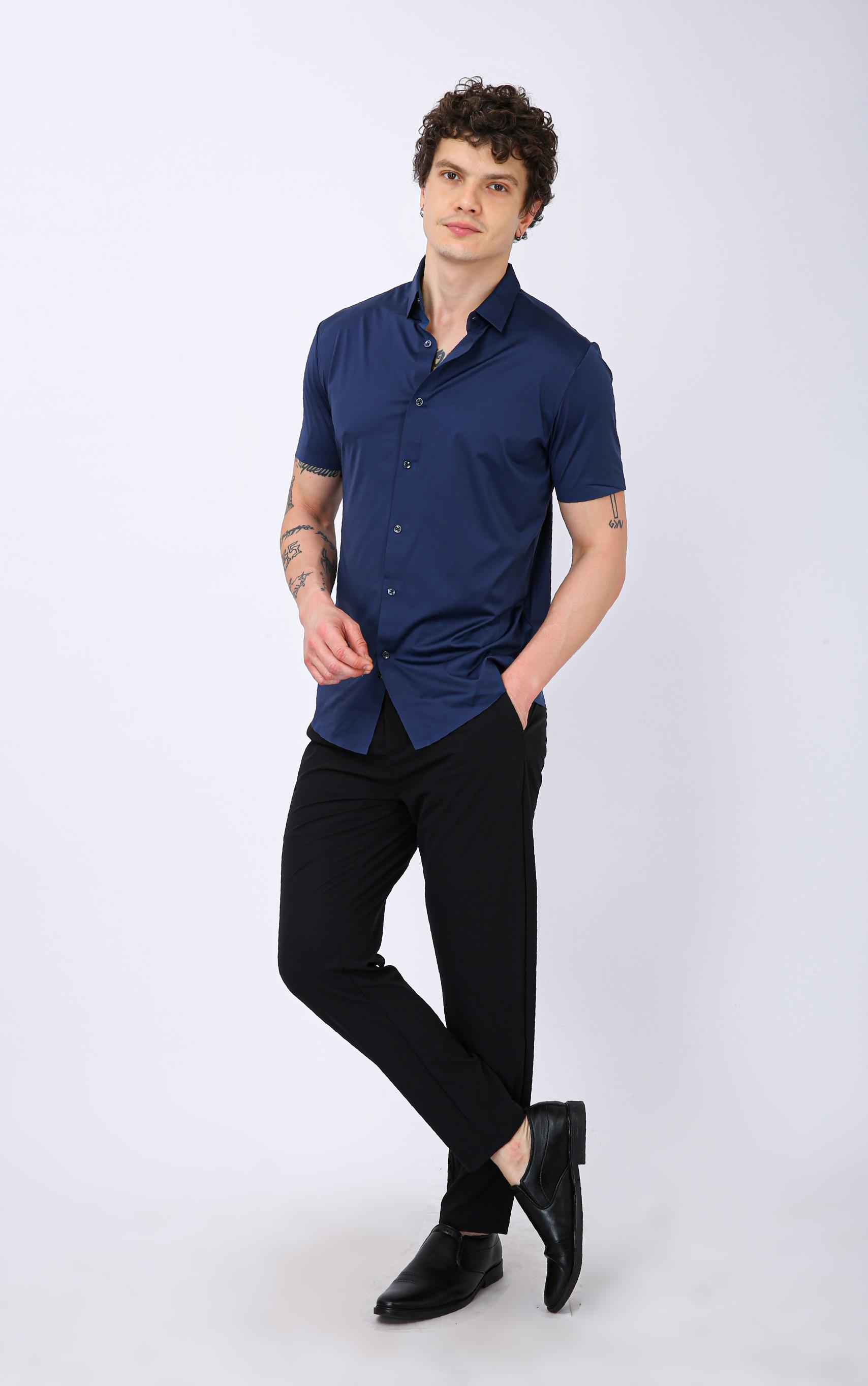 Men's Premium Solid Half Formal Shirt - Blue
