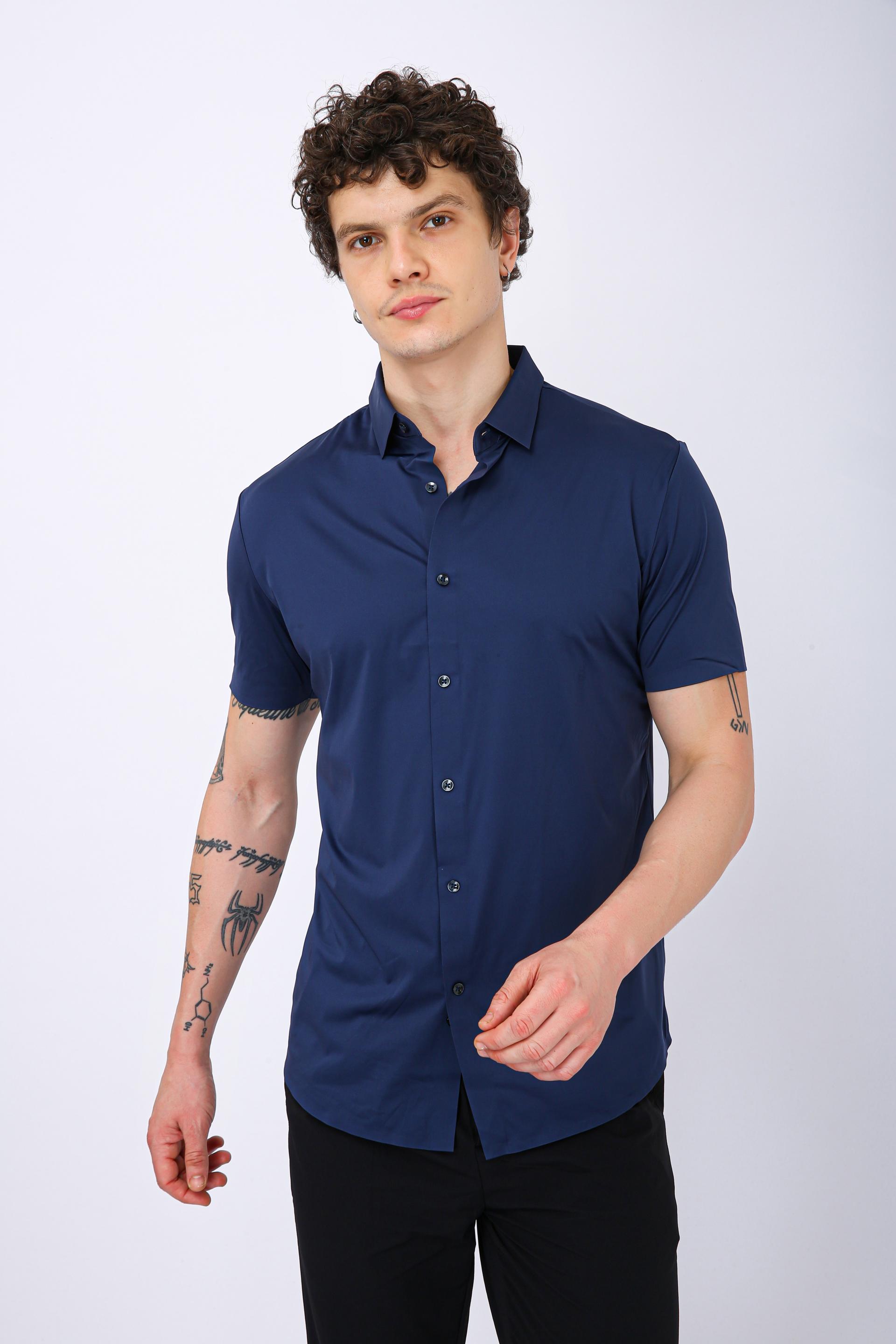 Men's Premium Solid Half Formal Shirt - Blue