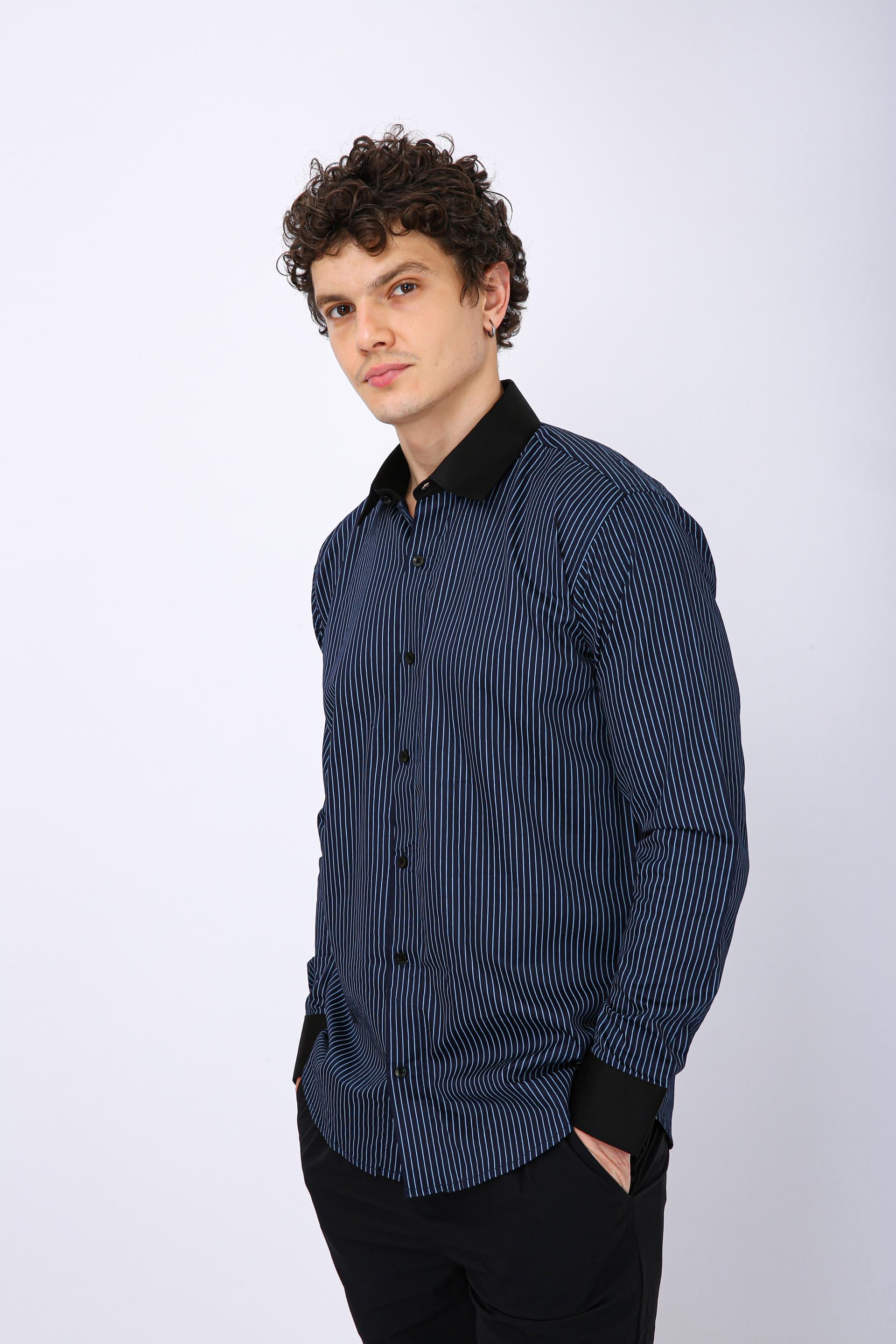 Premium Striped Formal Full Sleeve Shirt - Blue