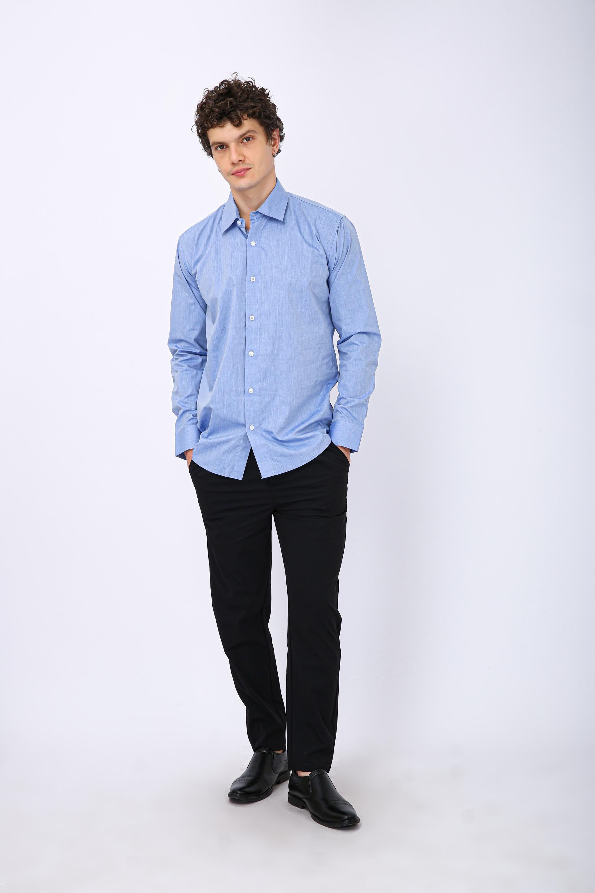 Premium Micro Check Formal Shirt -Light Blue