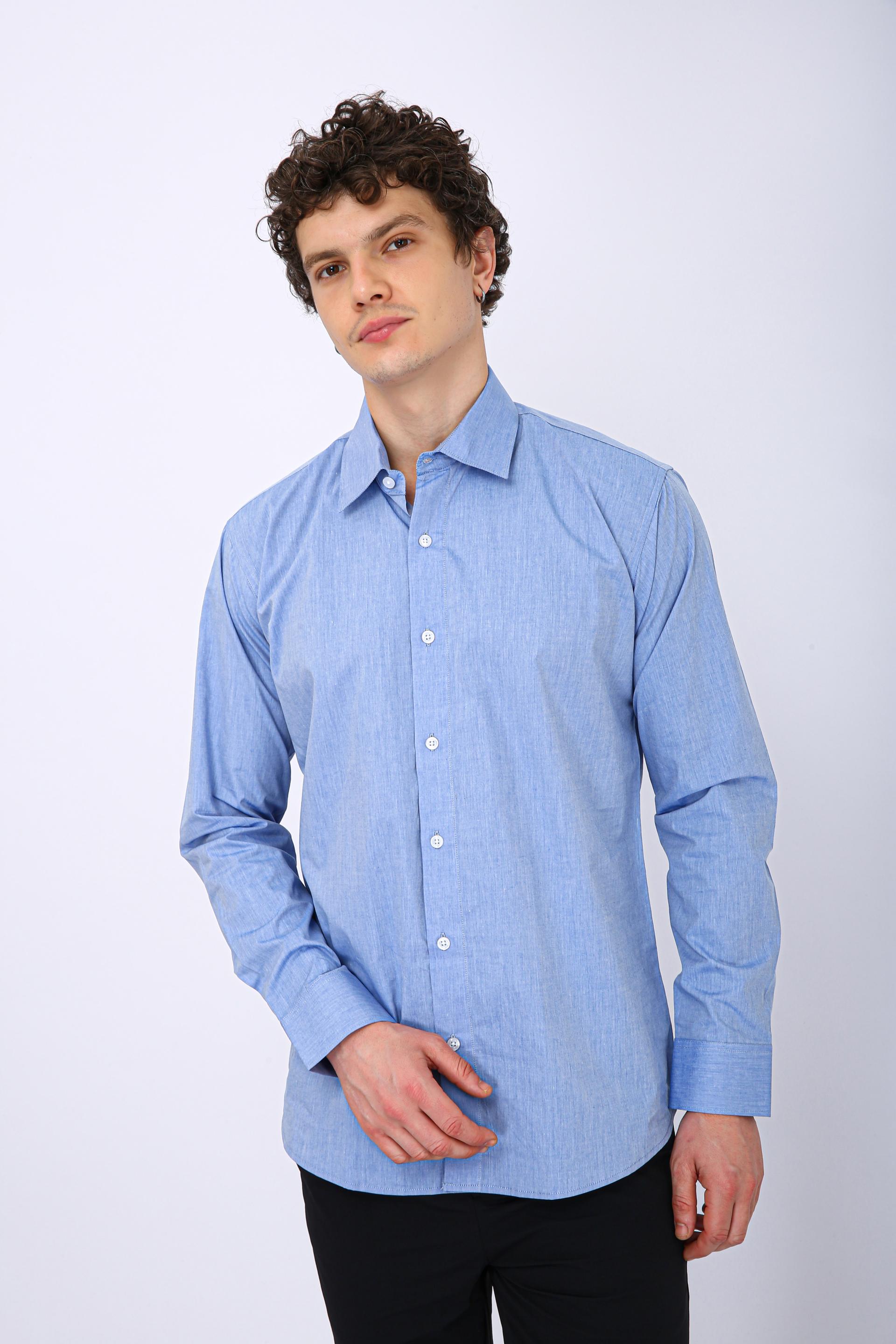Premium Micro Check Formal Shirt -Light Blue