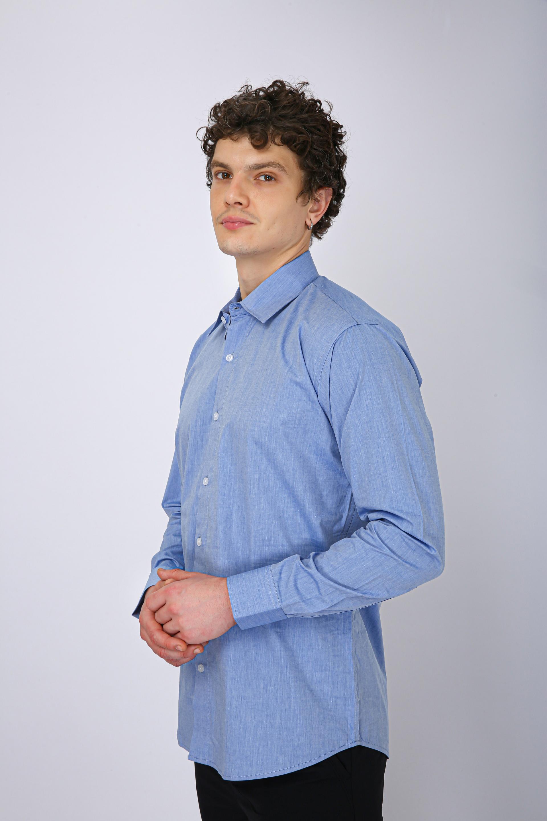 Premium Micro Check Formal Shirt -Light Blue