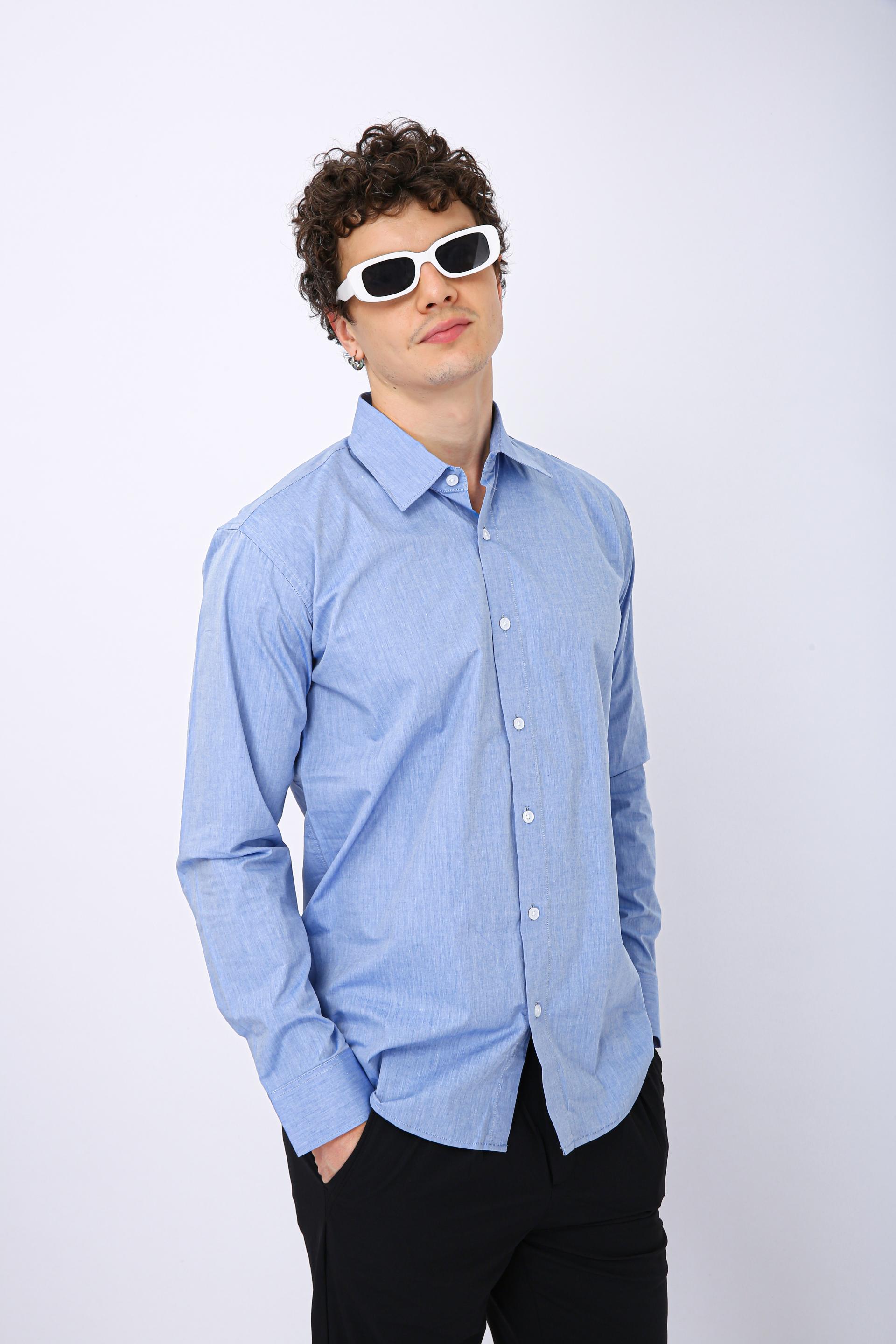 Premium Micro Check Formal Shirt -Light Blue