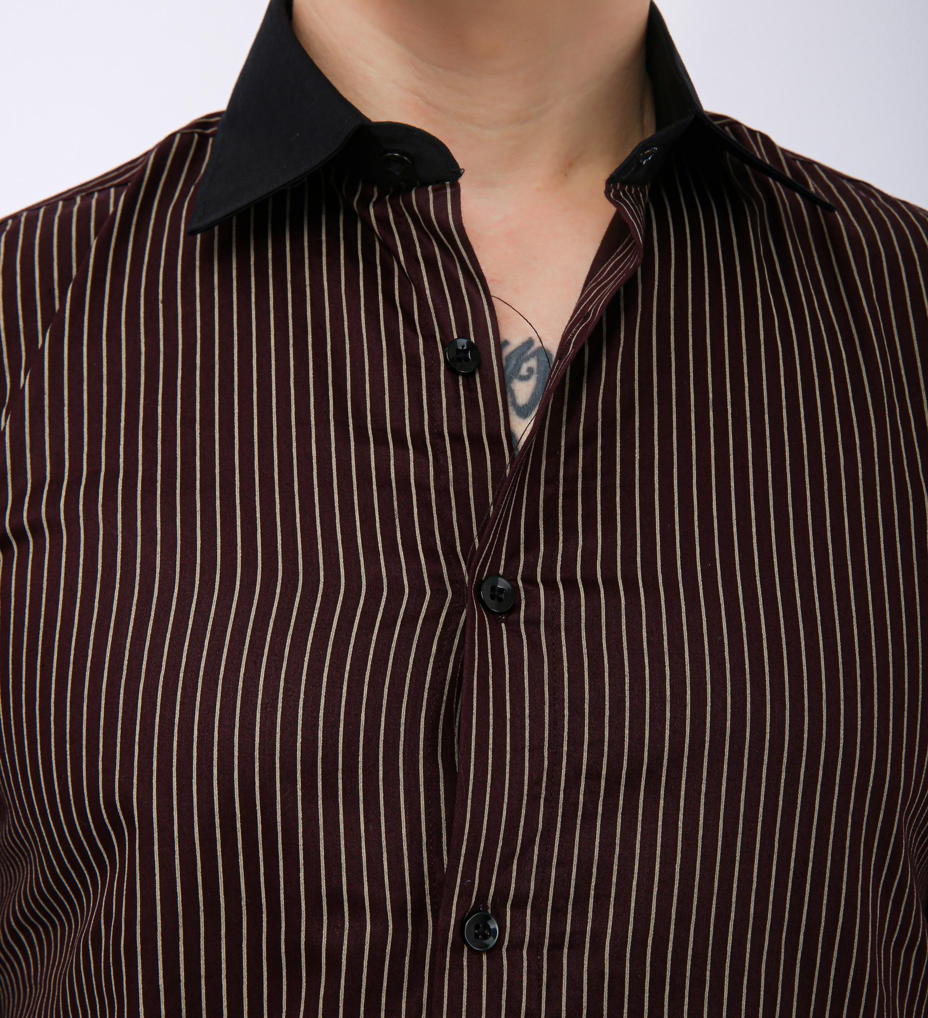Premium Striped Formal Full Sleeve Shirt - Brown