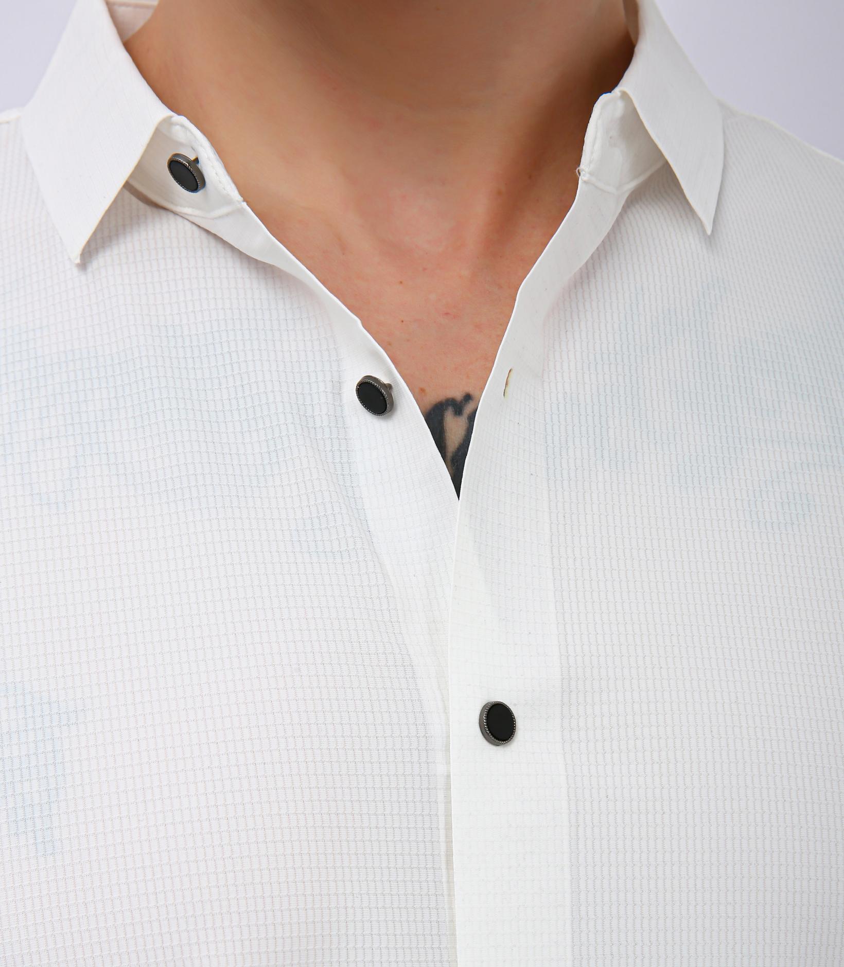 Men's Premium Solid Textured Casual Half Sleeve Shirt - White