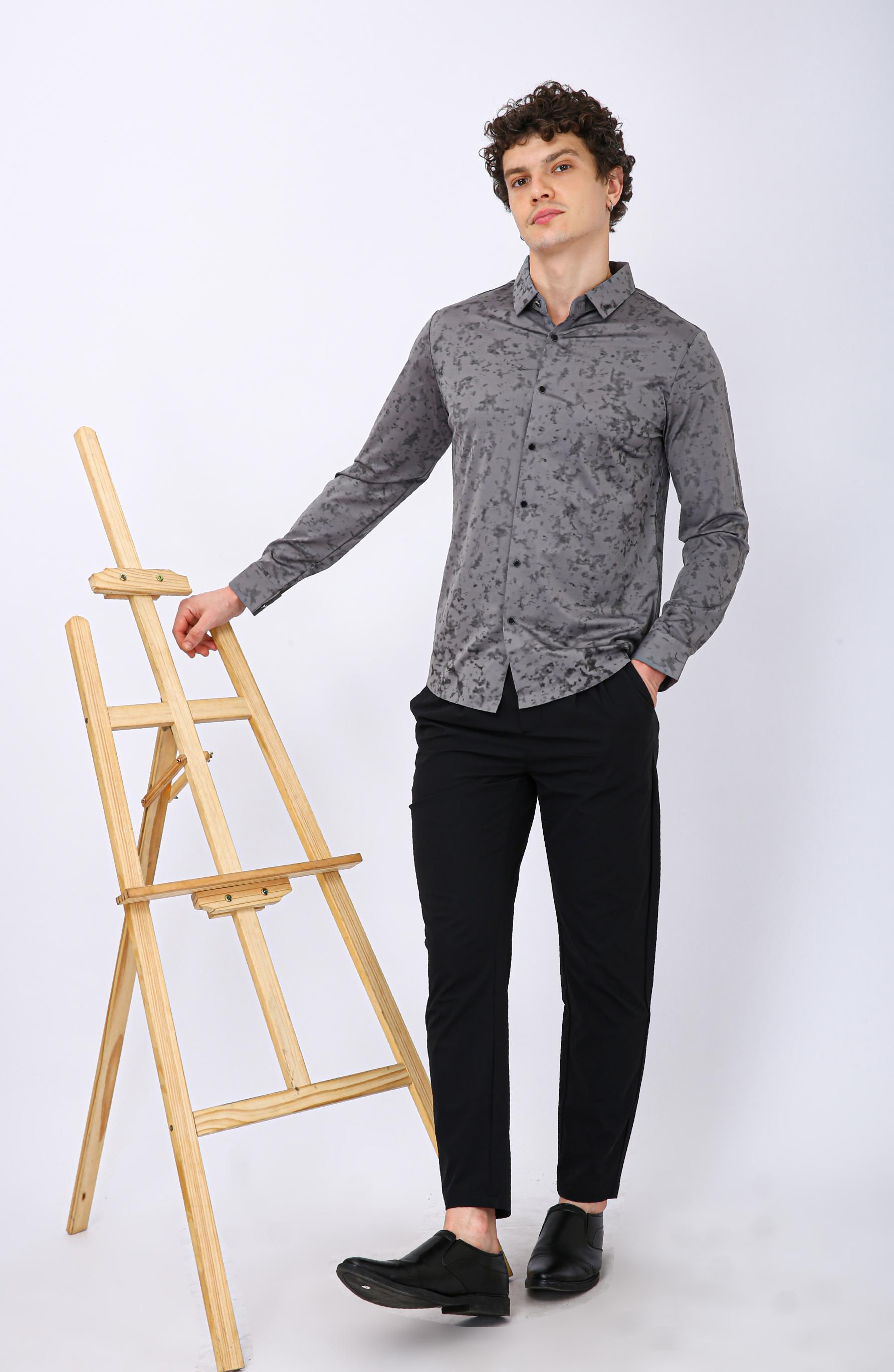 Premium Printed Casual Shirt - Grey