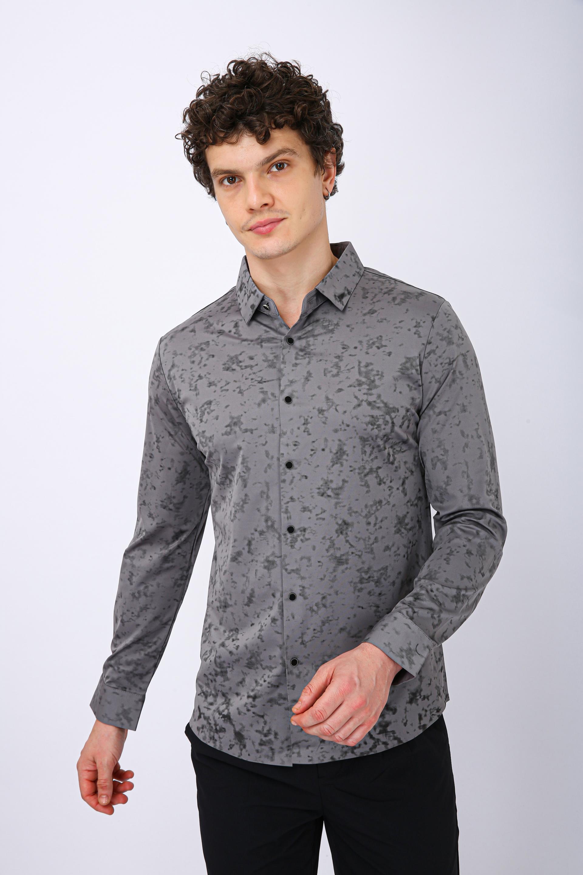 Premium Printed Casual Shirt - Grey