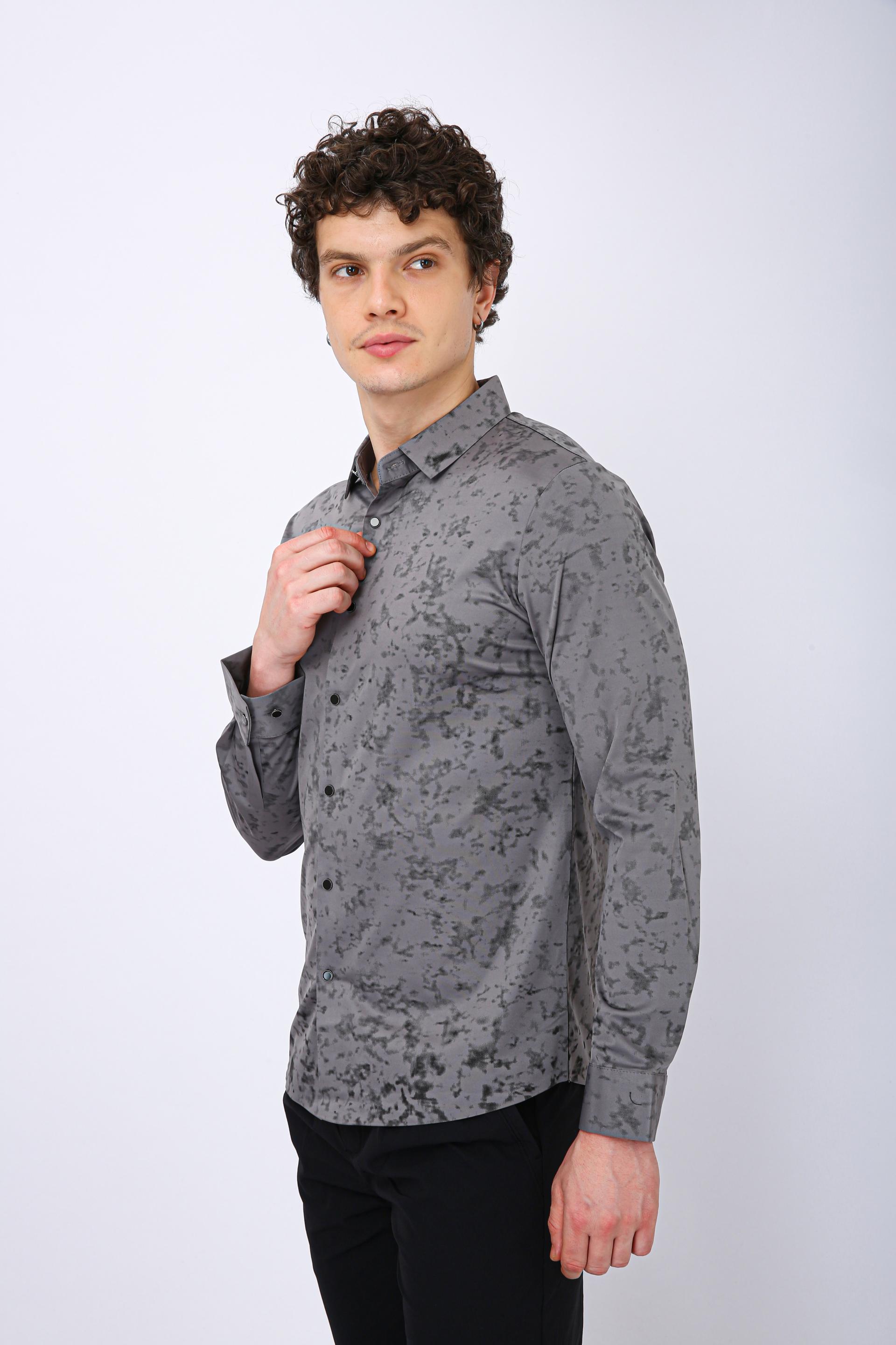 Premium Printed Casual Shirt - Grey