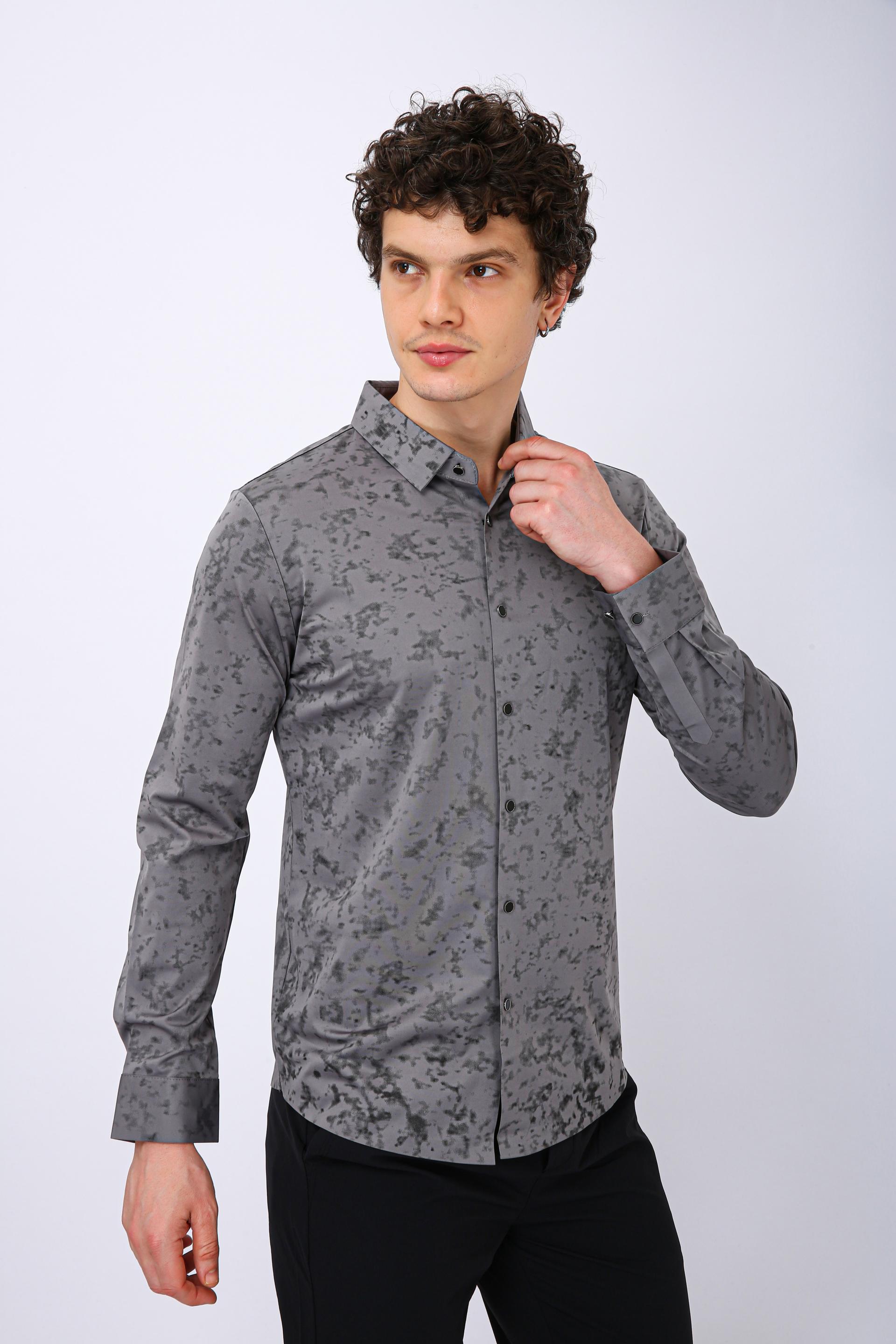 Premium Printed Casual Shirt - Grey