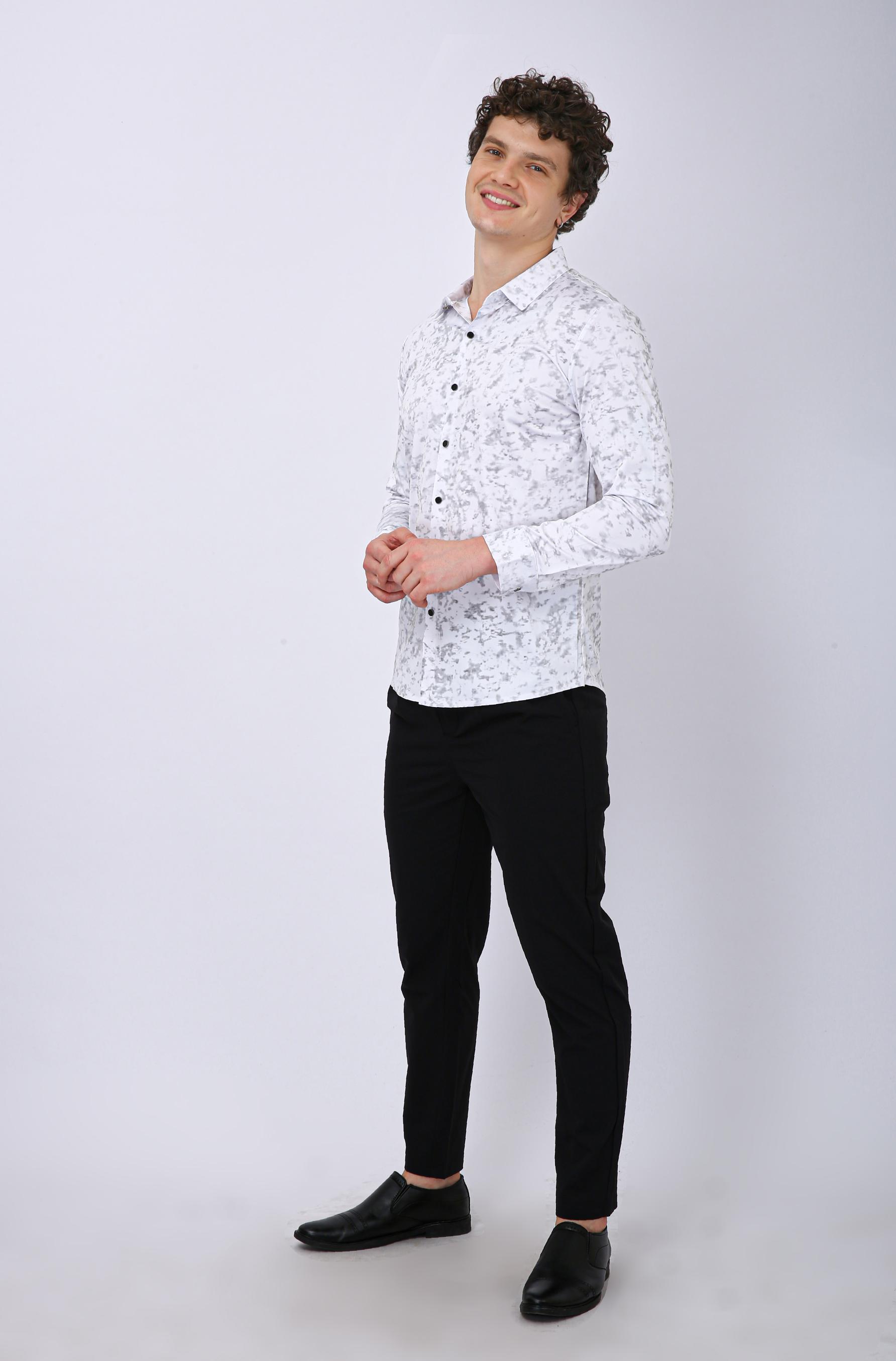 Premium Printed Casual Shirt - White